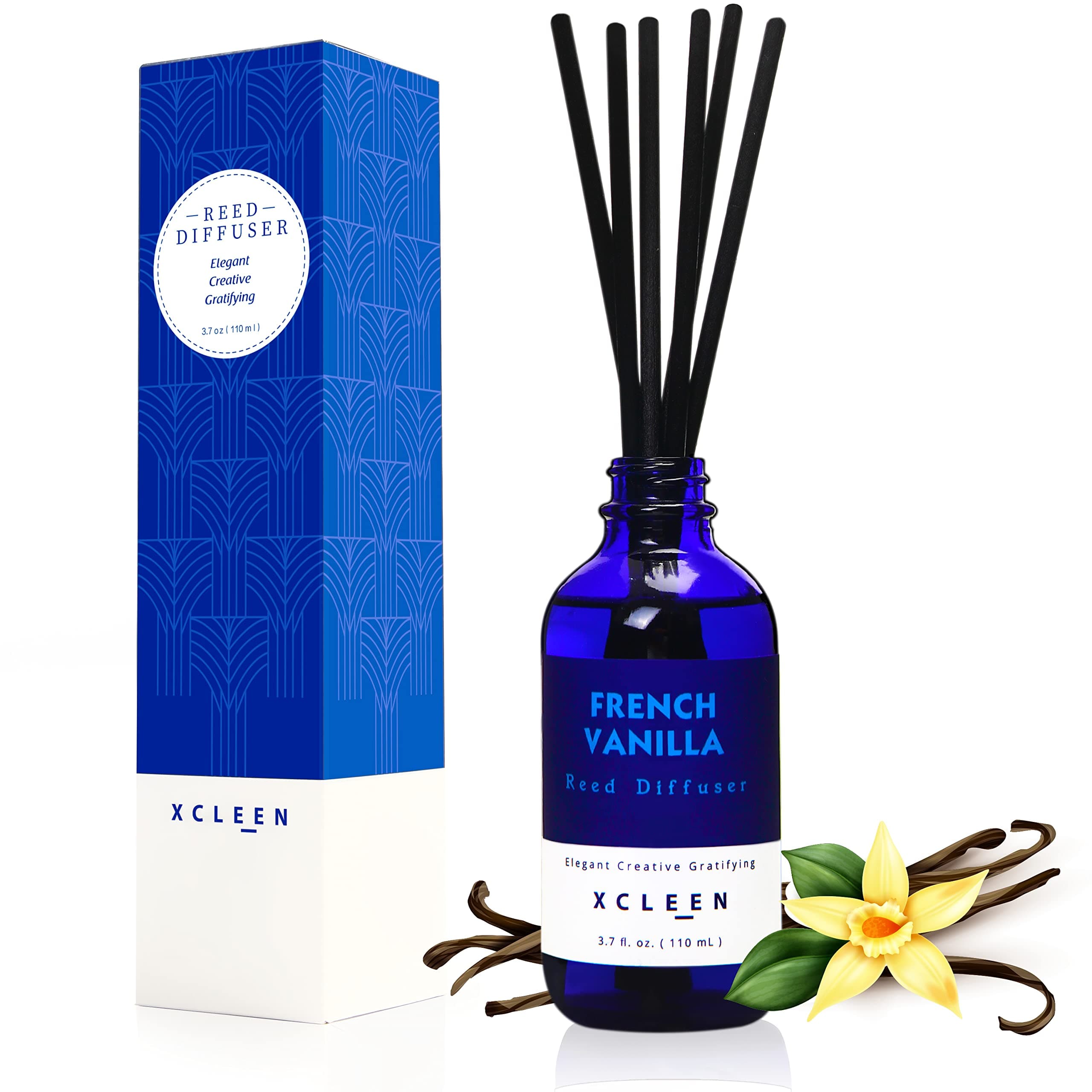 Reed Diffuser Set with Sticks 3.7 Oz, Vanilla, Coconut & Milk Scented Fragrance Oil Diffuser for Home Bedroom & Kitchen, Long-Lasting Room Air Freshener, Mind & Body Aromatherapy, Gift Idea