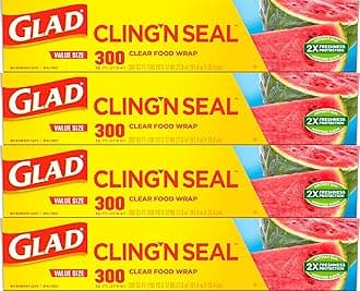 Cling N Seal Plastic Wrap for Food, Airtight Seal, 300 Square Foot Roll (Pack of 4)