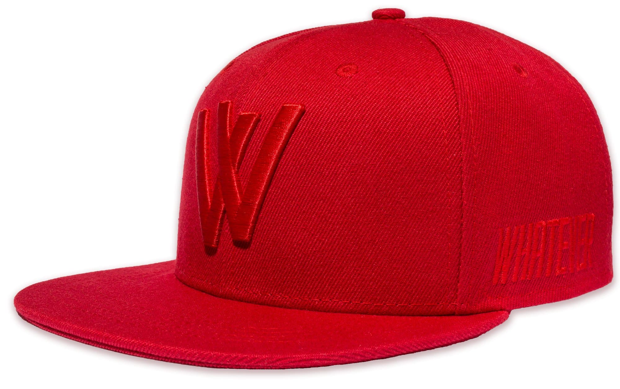 Whatever snapback, embroidered with logo, different colours and variants, baseball cap, adjustable size Red