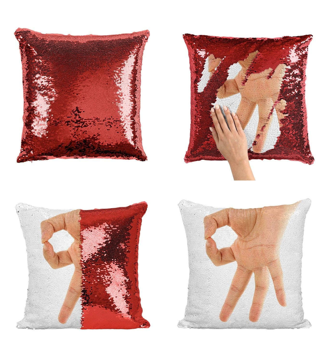 Finger Hand Circle Gotcha Funny Meme P25 Sequin Pillow, Sequin Pillowcase, Two Color Pillow, Fift for her, Gift for him, Magic Pillow, Mermaid Pillow, Scales Pillow Cover