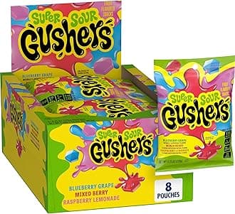 Gushers Fruit Flavored Snacks, Super Sour Berry Flavor, 8 Pouches, 34 oz