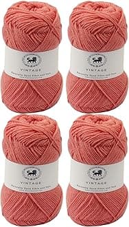 Nestnhaven Acrowools Vintage, Micro Soft, Hand Knitting and Crochet Yarn. Pack of 1 Ball - 100gms. Shade no - NNHV001 (Salmon) | (400 Gm)