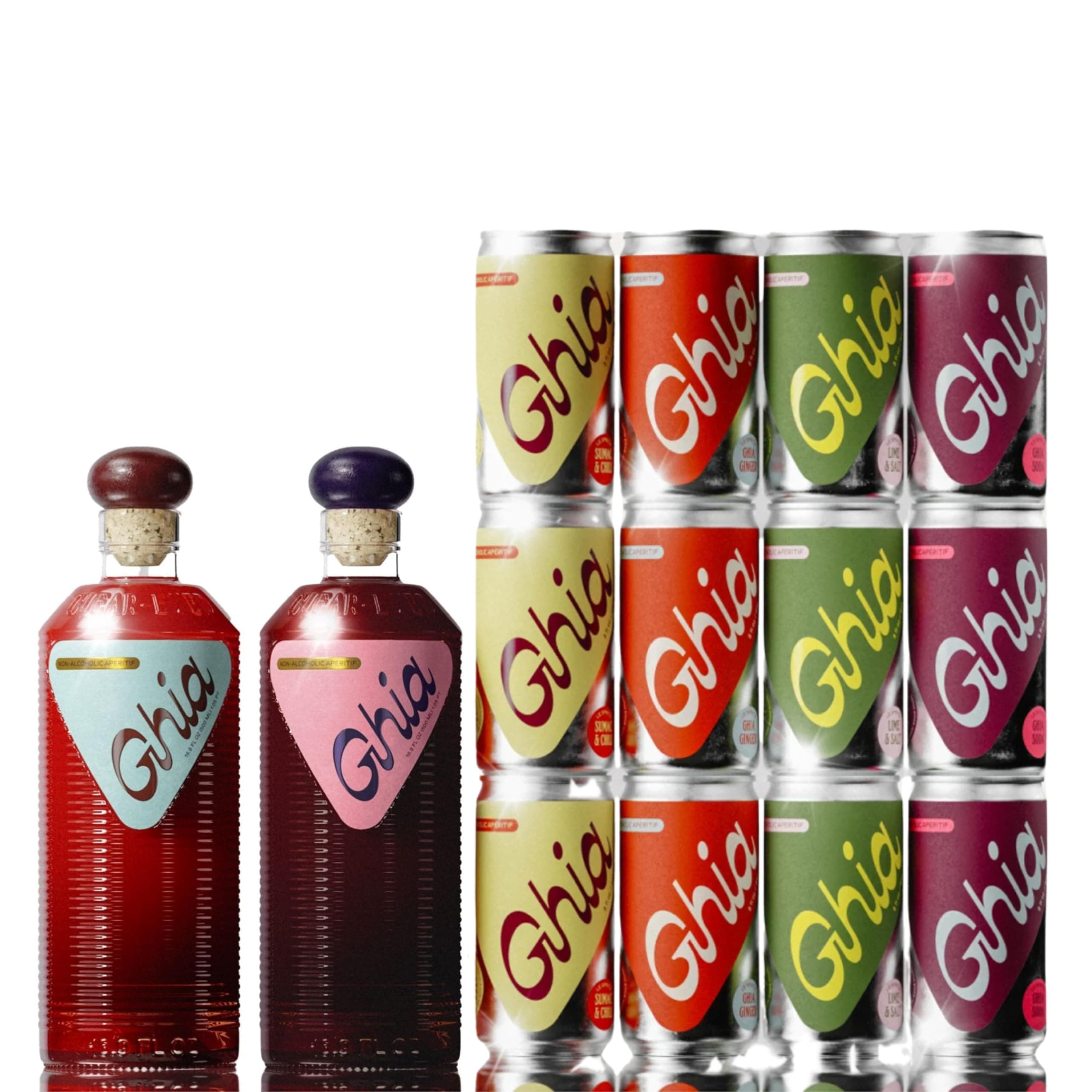 GhiaNon-Alcoholic Summer Set | Try Everything Ghia, Mocktail Kit Includes: Original Apéritif 500ml, Berry Apéritif 500ml, Le Spritz 12-Pack in Four Flavors | Vegan, No Added Sugar, Nothing Aritificia