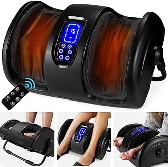 Heated Shiatsu Foot Massager for Pain Relief, Plantar Fasciitis, Neuropathy, Blood Circulation w/Compact Design - Satin Black