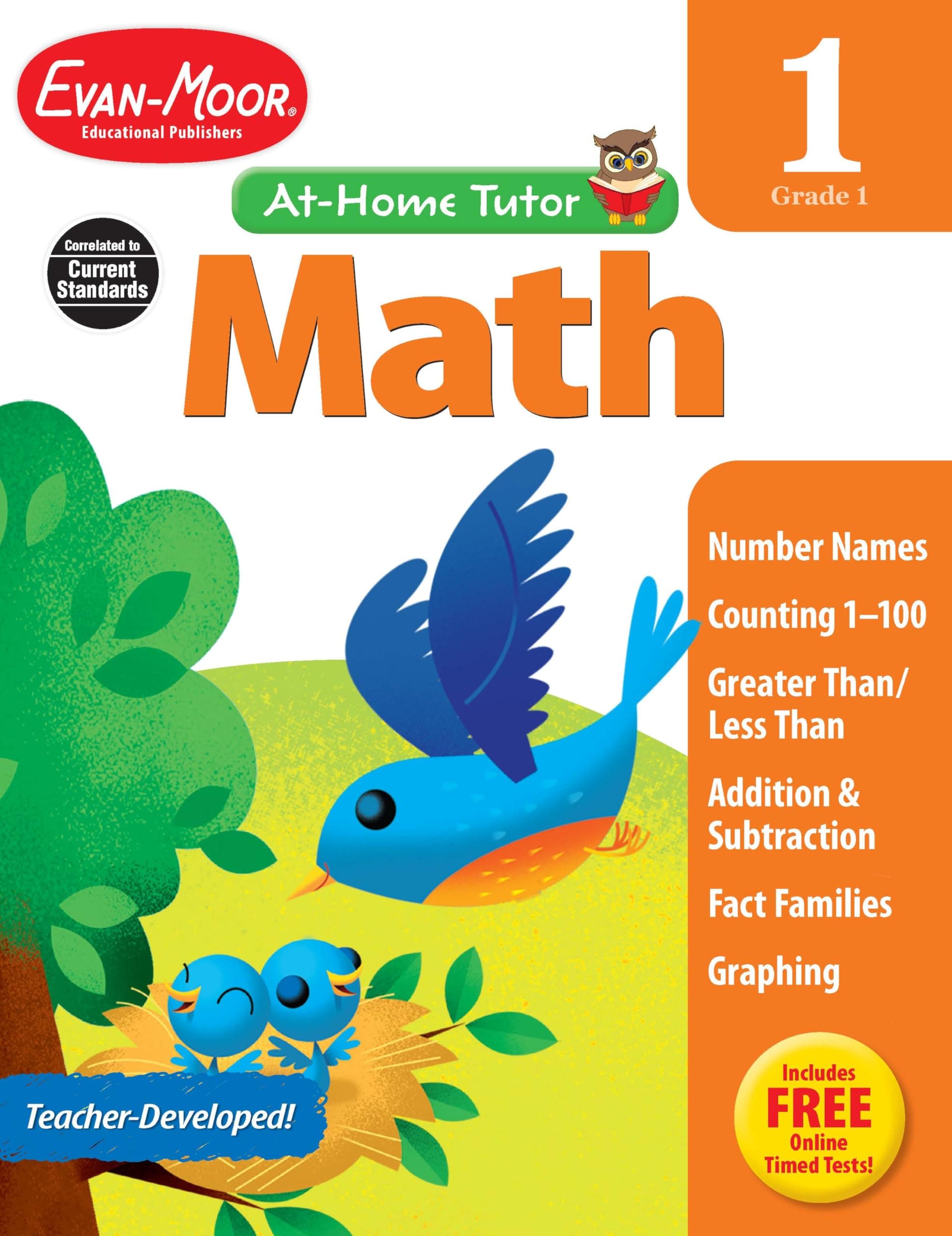 Evan-Moor Math Skills, Grade 1 Workbook: At-Home Tutor, Addition, Subtraction, Money (At-Home Tutor: Math)