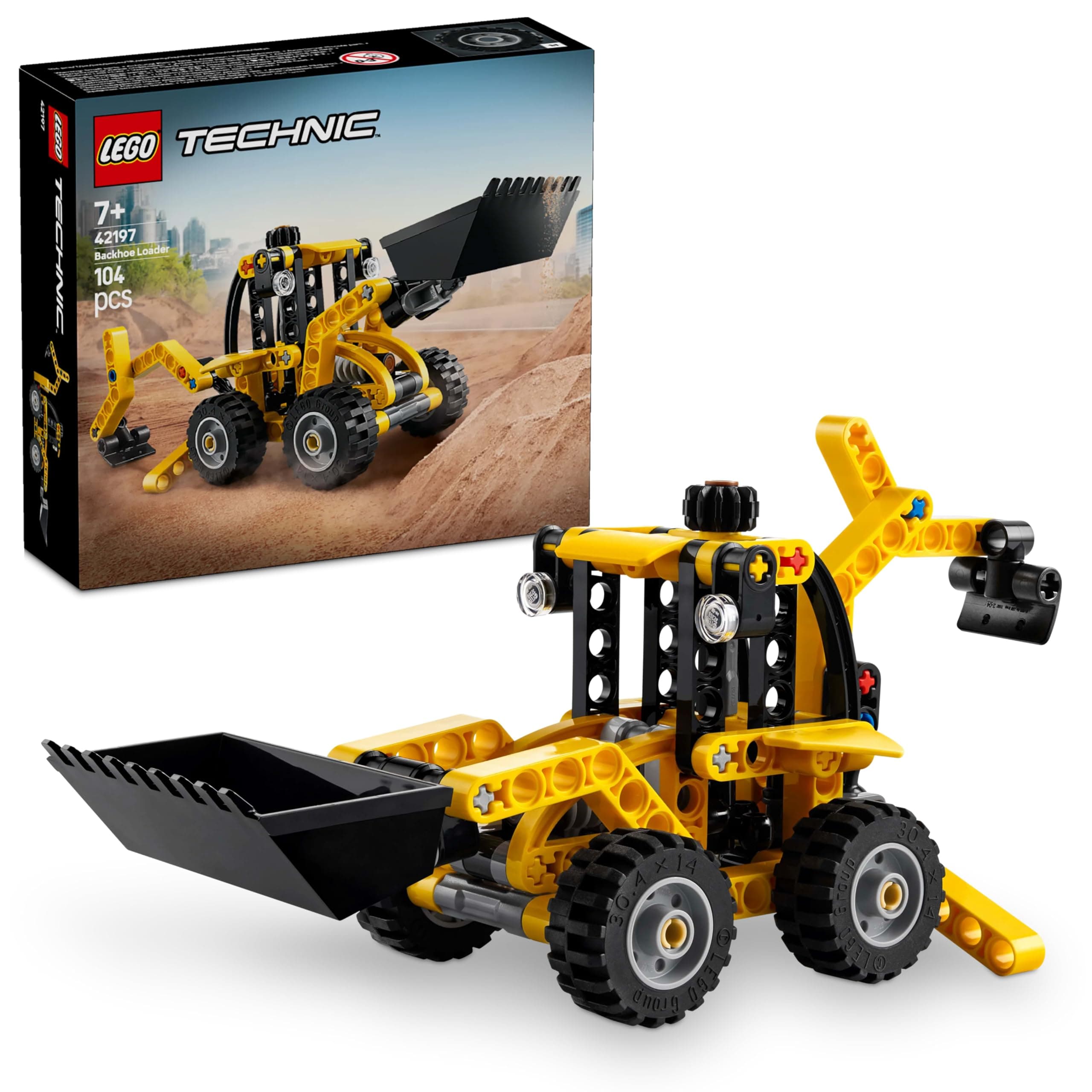 LEGO Technic Backhoe Loader Construction Vehicle Toy for 7+ Year Old Boys & Girls - Building Set with Back Digger, Scoop and Outriggers - Birthday Gift Idea 42197