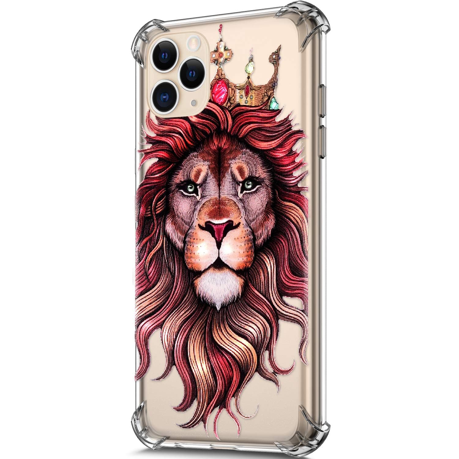 ikasus Case for iPhone 11 Pro Max,Clear Embossed Art Painted Pattern Design Soft & Flexible TPU Ultra-Thin Shockproof Transparent Girls Women TPU Case Cover for iPhone 11 Pro Max Silicone Case,Lion