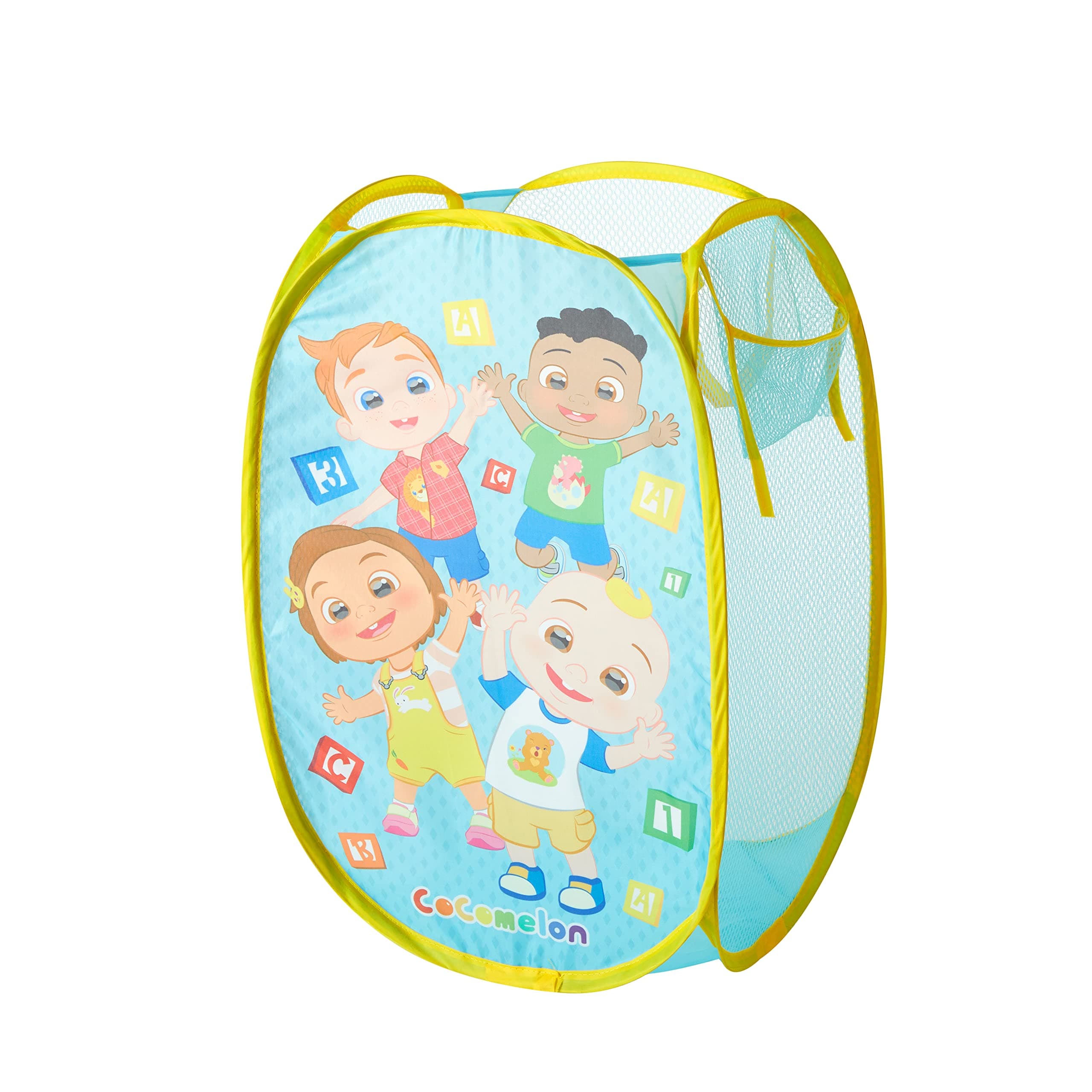 Idea Nuova Cocomelon Pop Up Hamper with Durable Carry Handles, 21'' H x 13.5'' W X 13.5'' L