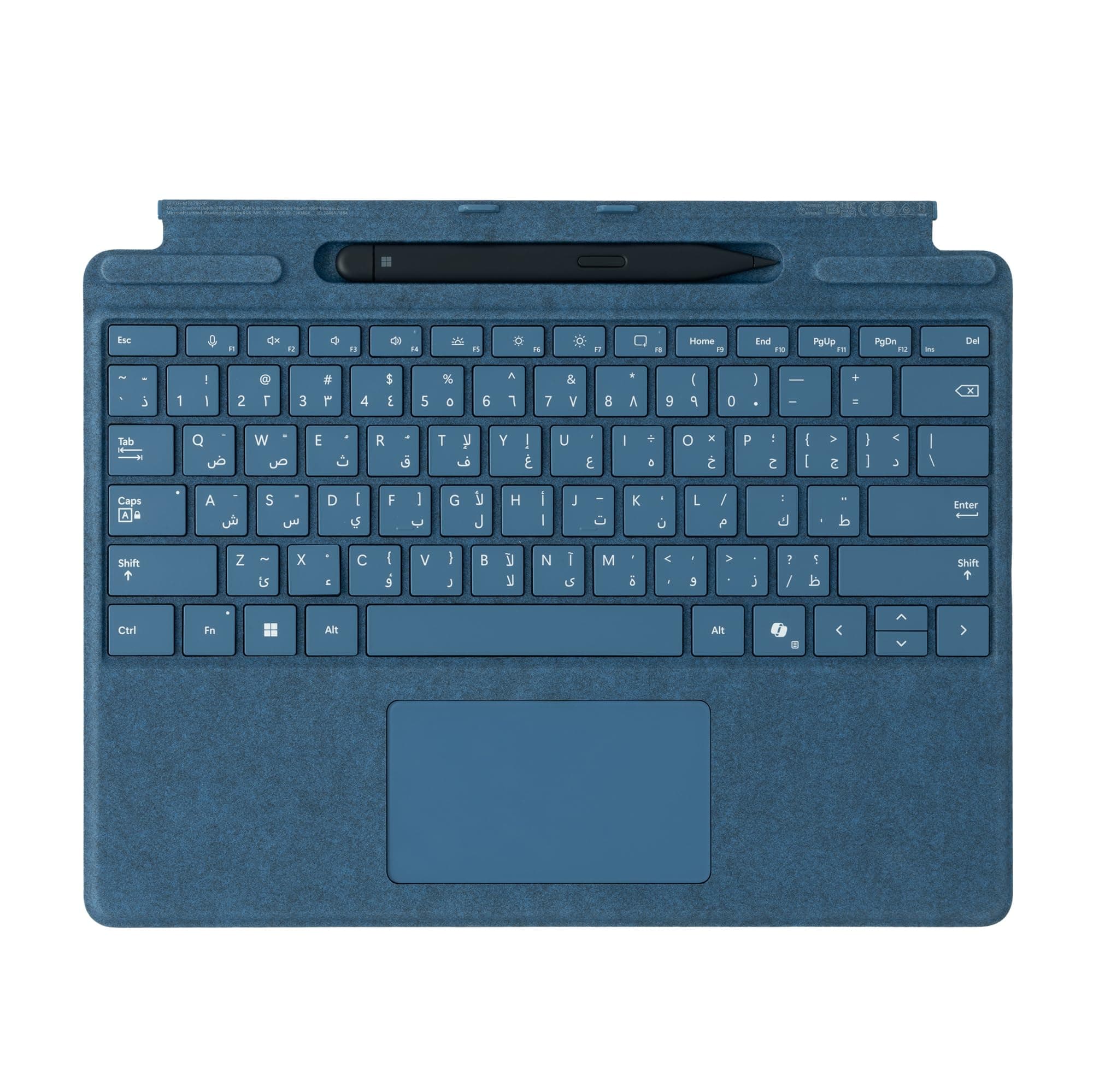 Microsoft Surface Pro 13" Keyboard with Pen Storage | Sapphire | Compatible with Surface Pro (11th Edition), Surface Pro9, or Surface Pro8- English/Arabic