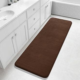 Bathroom Runner 60"x24", Non Slip Memory Foam Bath Mat, Super Soft Water Absorbent Hallway Carpet, Machine Washable Rug for Vanity Tub Shower, Brown
