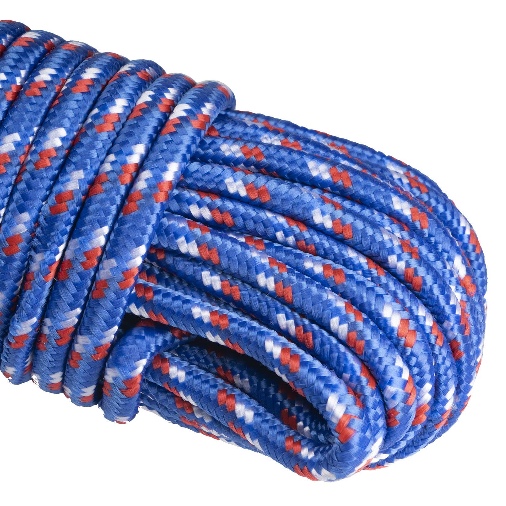100 ft. Diamond Braided Polypropylene Rope 1/4 Inch Utility Rope for Flag Pole Tie Pull Knot Camping Indoor Outdoor Use (Blue)