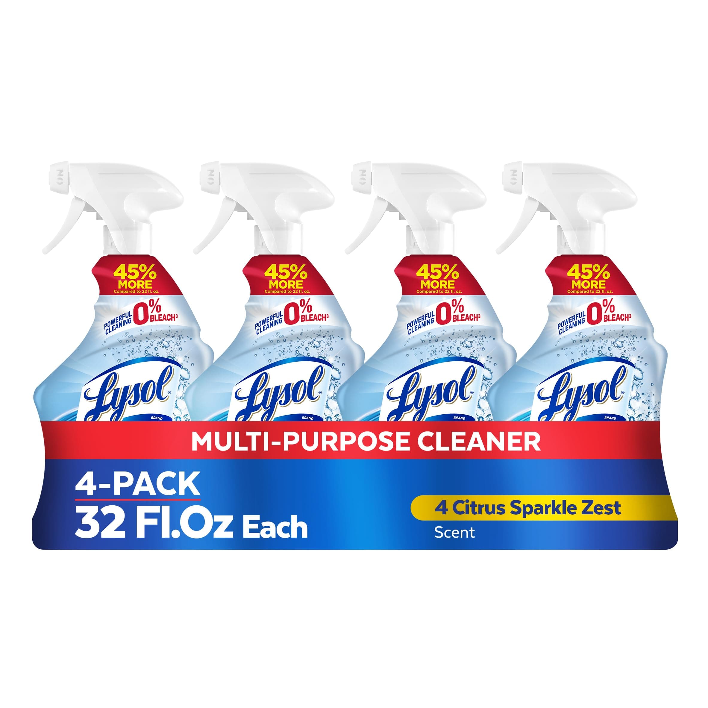 Lysol Cleaner Hydrogen Peroxide Multi-Purpose Cleaner Spray, Citrus, 32 Fluid Ounce (Pack of 4)