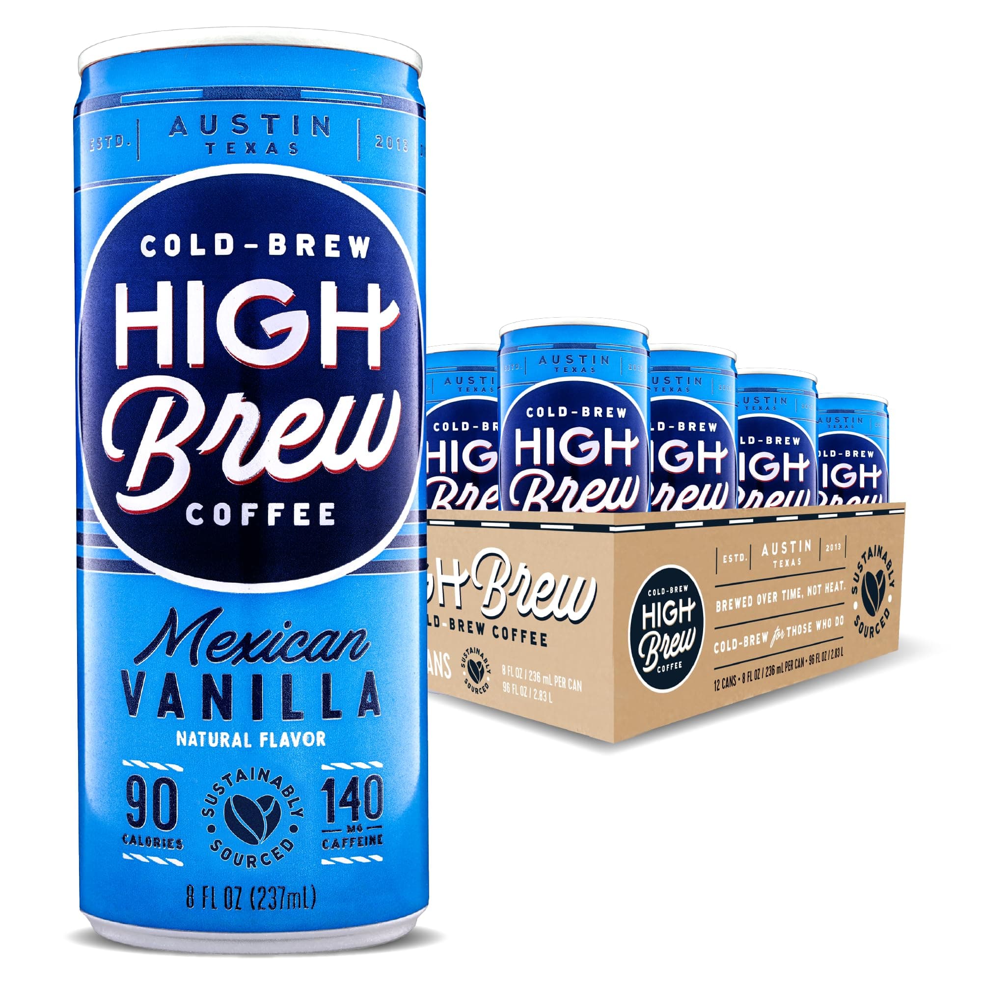 Cold Brew Coffee, Mexican Vanilla, 8 FL Oz, Ready-To-Drink (Pack of 12)