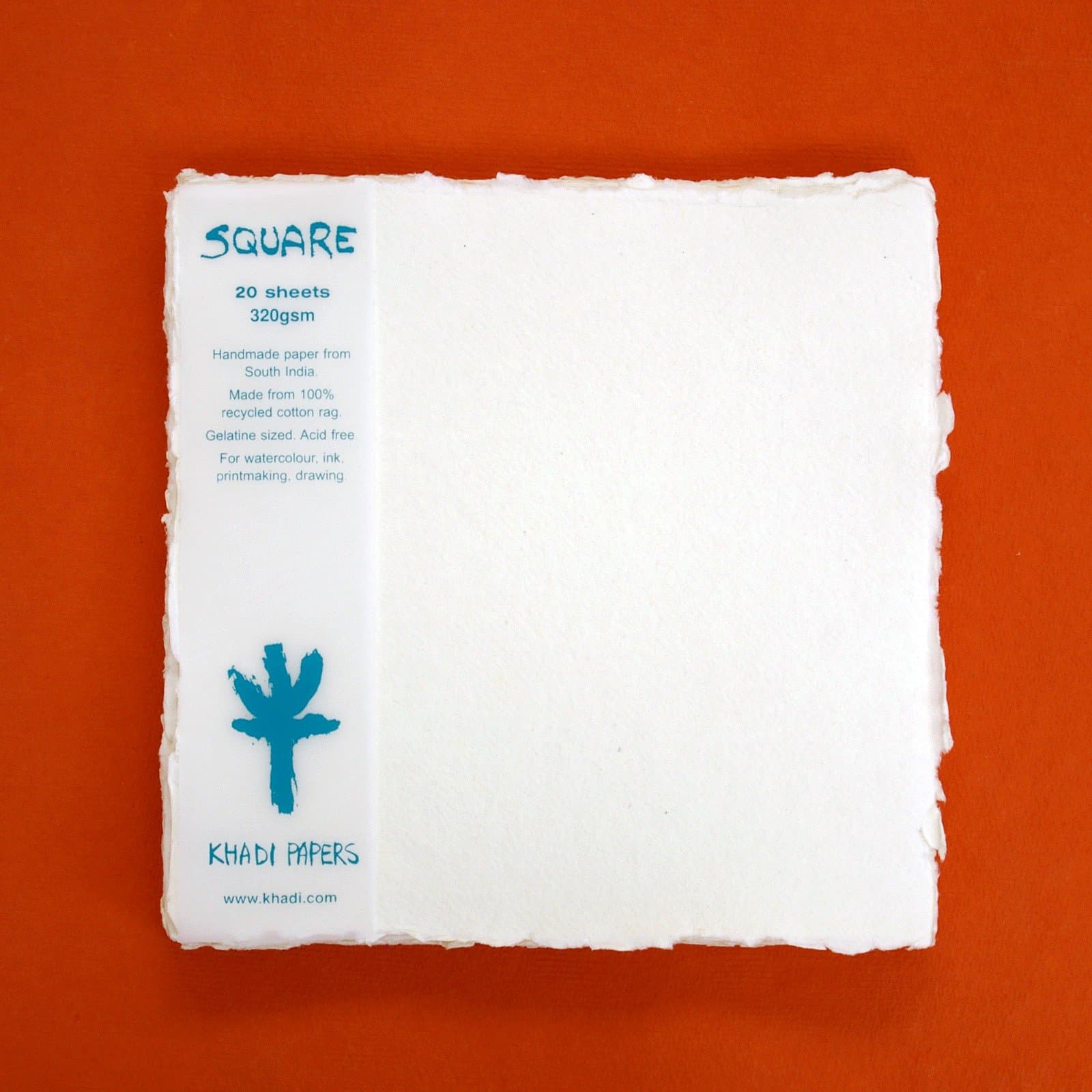 KHADI PAPER SQUARE WHITE RAG PAPER (20 SHEETS) PACKS SP4-2W 320 GSM 8" X 8"