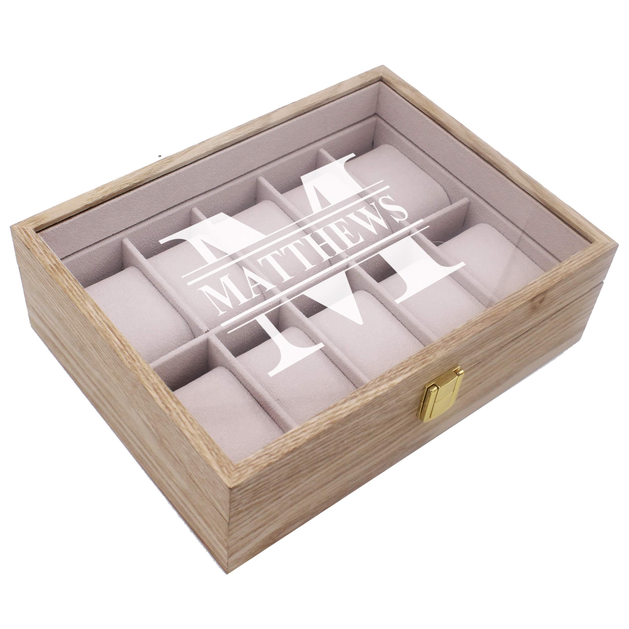 My Personal Memories Custom Personalized Watch Storage Box Case - Name Initial - Groomsmen Fathers Day Gift - Engraved (Distressed Wood)