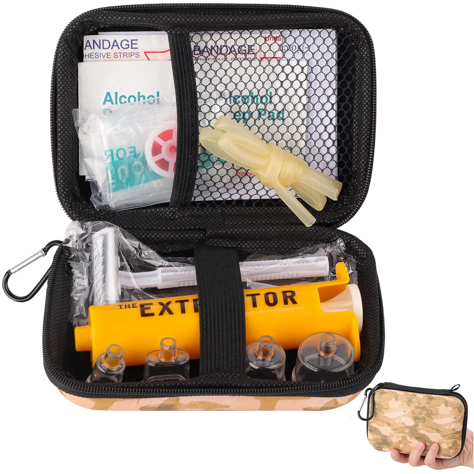 Snake Bite Kit, Bee Sting Kit, Emergency First Aid Supplies, Venom Extractor Suction Pump, Bite and Sting First Aid for Hiking, Backpacking and Camping. Includes Bonus CPR face Shield
