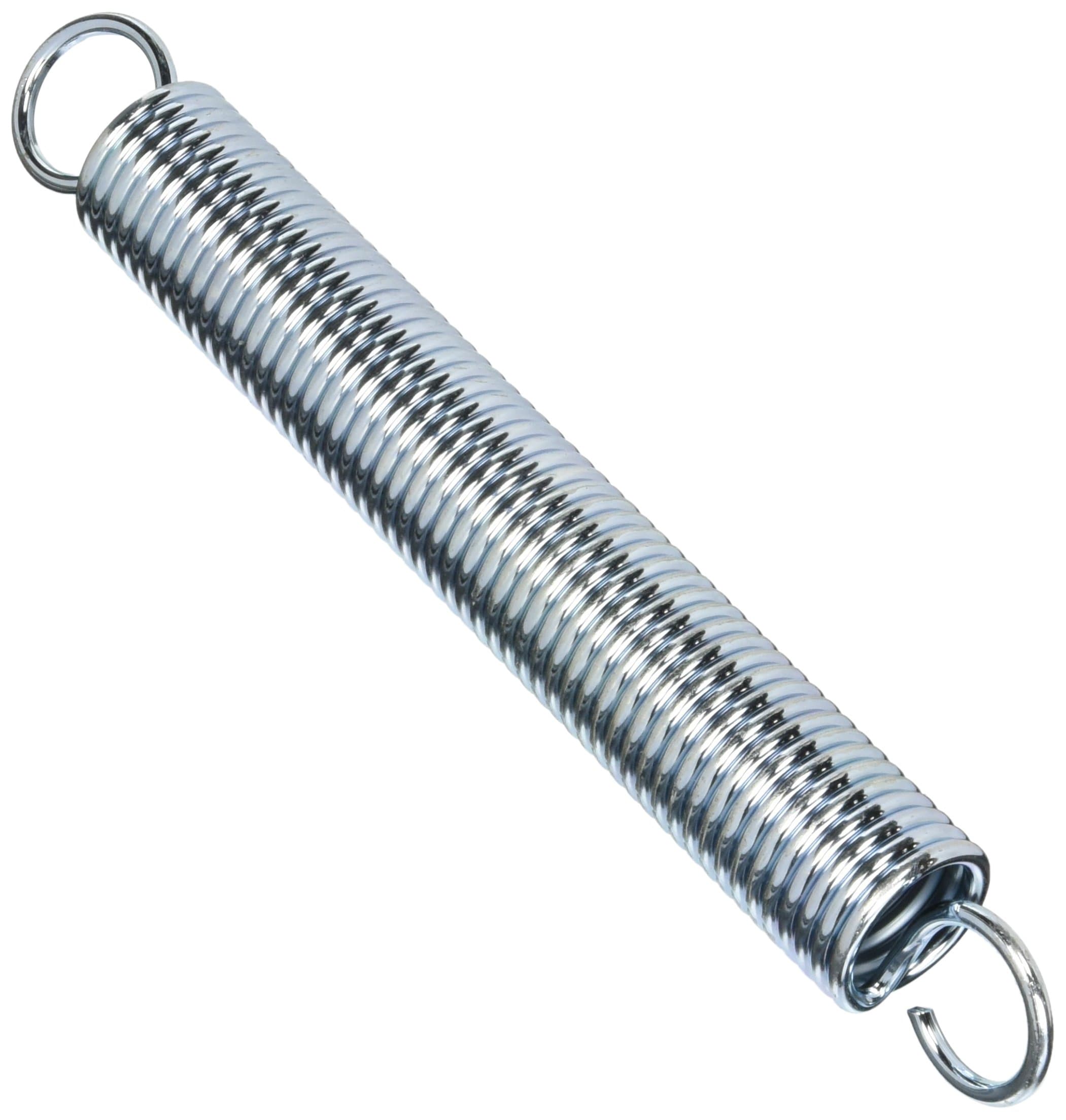 Prime-Line SP 9677 Extension Spring, Spring Steel Construction, Nickel-Plated Finish, 0.148 GA x 1-1/4 In. x 10 In., Single Loop Open (Single Pack)