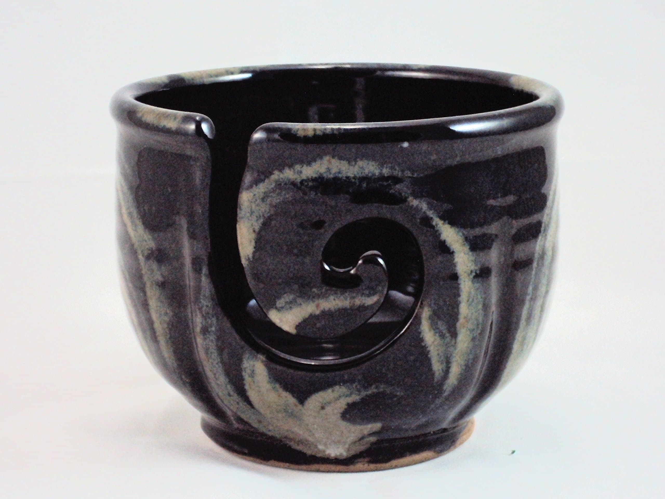 Midnight Sun Pottery Yarn Bowl - Black