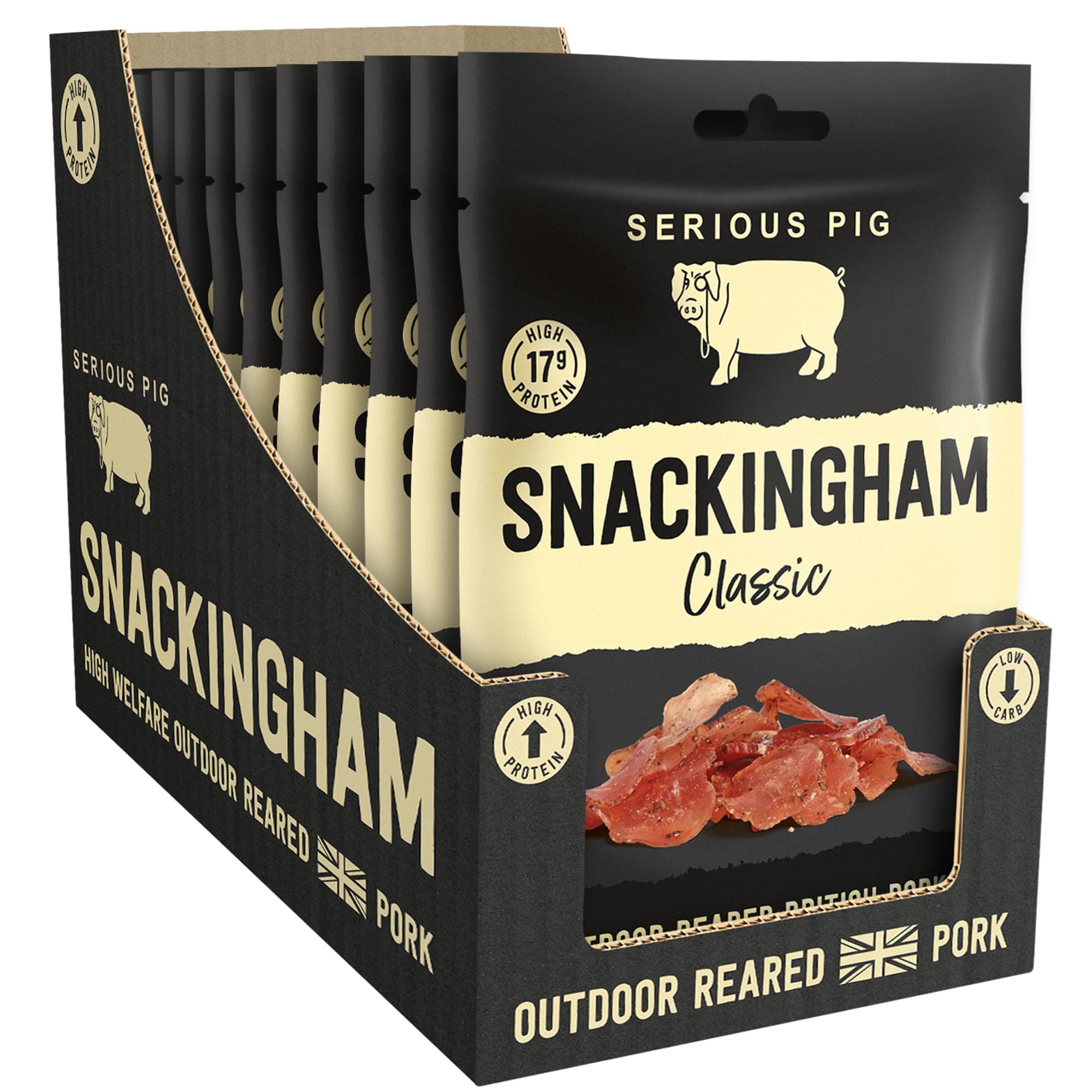 Snackingham Classic - Cured British Pork Snacks 12 Pack High Protein (12 x 35g)