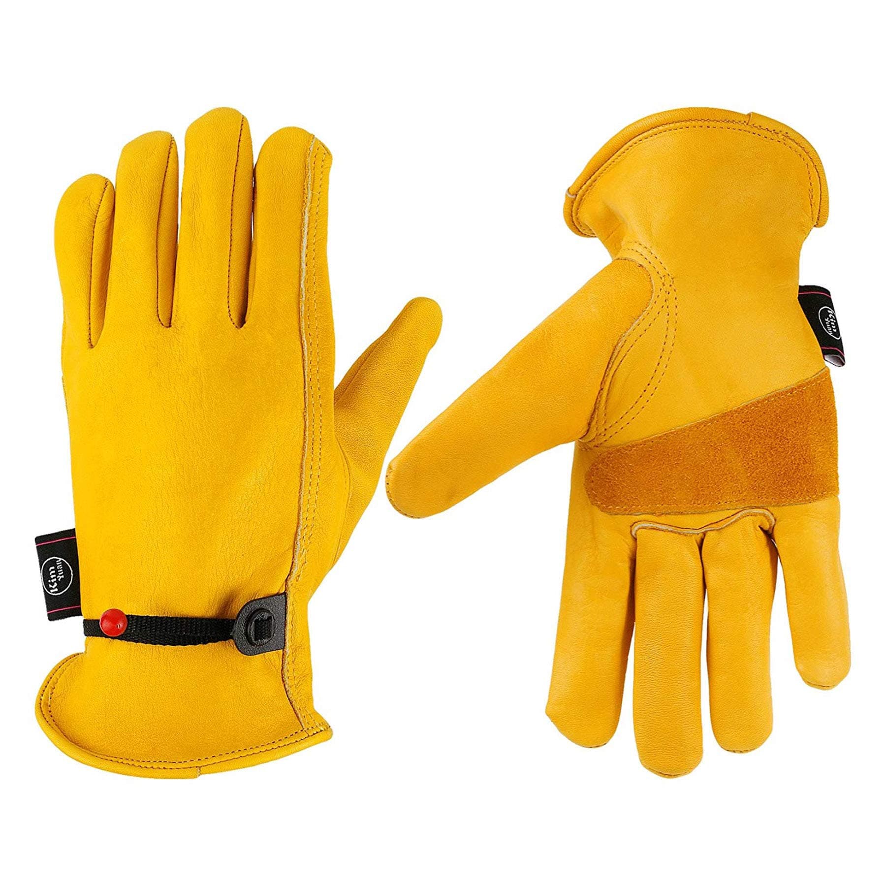 Leather Work Gloves, with Adjustable Wrist, For Yard Work, Gardening, Farm, Warehouse, Construction, Motorcycle, Men & Women Medium 1 Pair