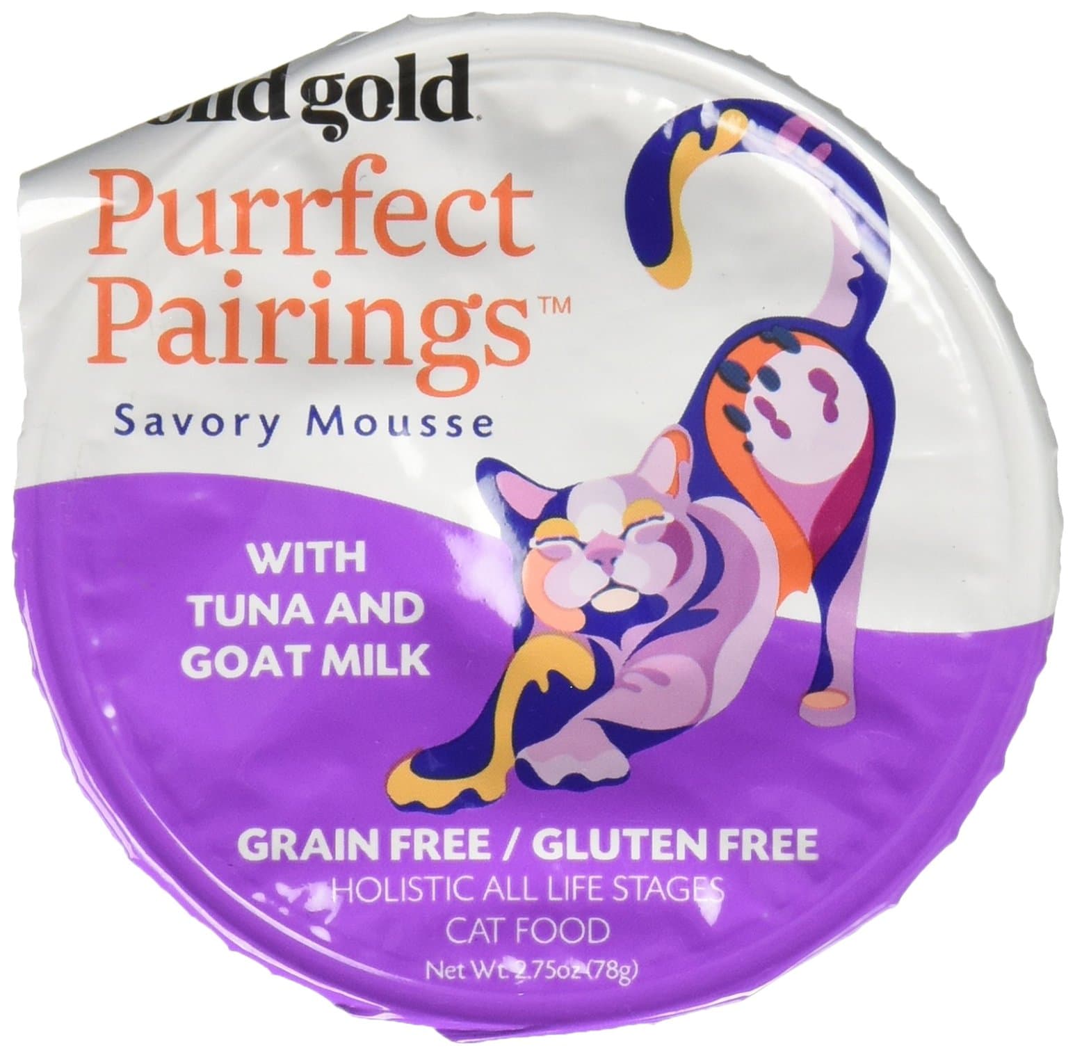 Solid Gold Purrfect Pairings Savory Mousse Grain Free Wet Cat Food, Tuna and Goat Milk, 2.75 oz., Case of 6, 6 X 2.75 OZ