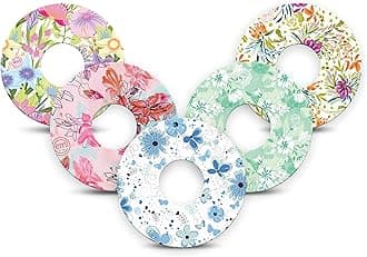 ExpressionMed - Adhesive Patches for Libre 3 & Libre 3 Plus (Pack of 5) - Made in The USA, Waterproof, Non-Fraying, Pre-Cut CGM Sensor Tapes (Pastel Flowers Variety Pack)