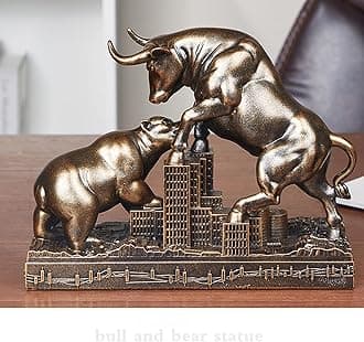 Aetvrni Bull And Bear Statue Wall Street - Ideal Stock Market Gift For Men Office Decoration Vs Home Décor Market,Bronze