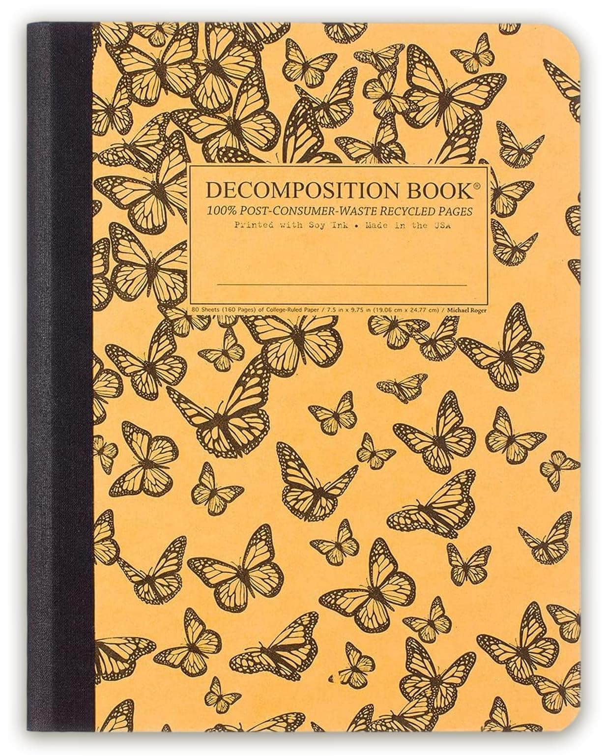 Decomposition Monarch Migration College Ruled Composition Notebook - 9.75 x 7.5 Journal with 160 Lined Pages - Cute Notebooks for School Supplies, Home & Office - 100% Recycled Paper - Made in USA