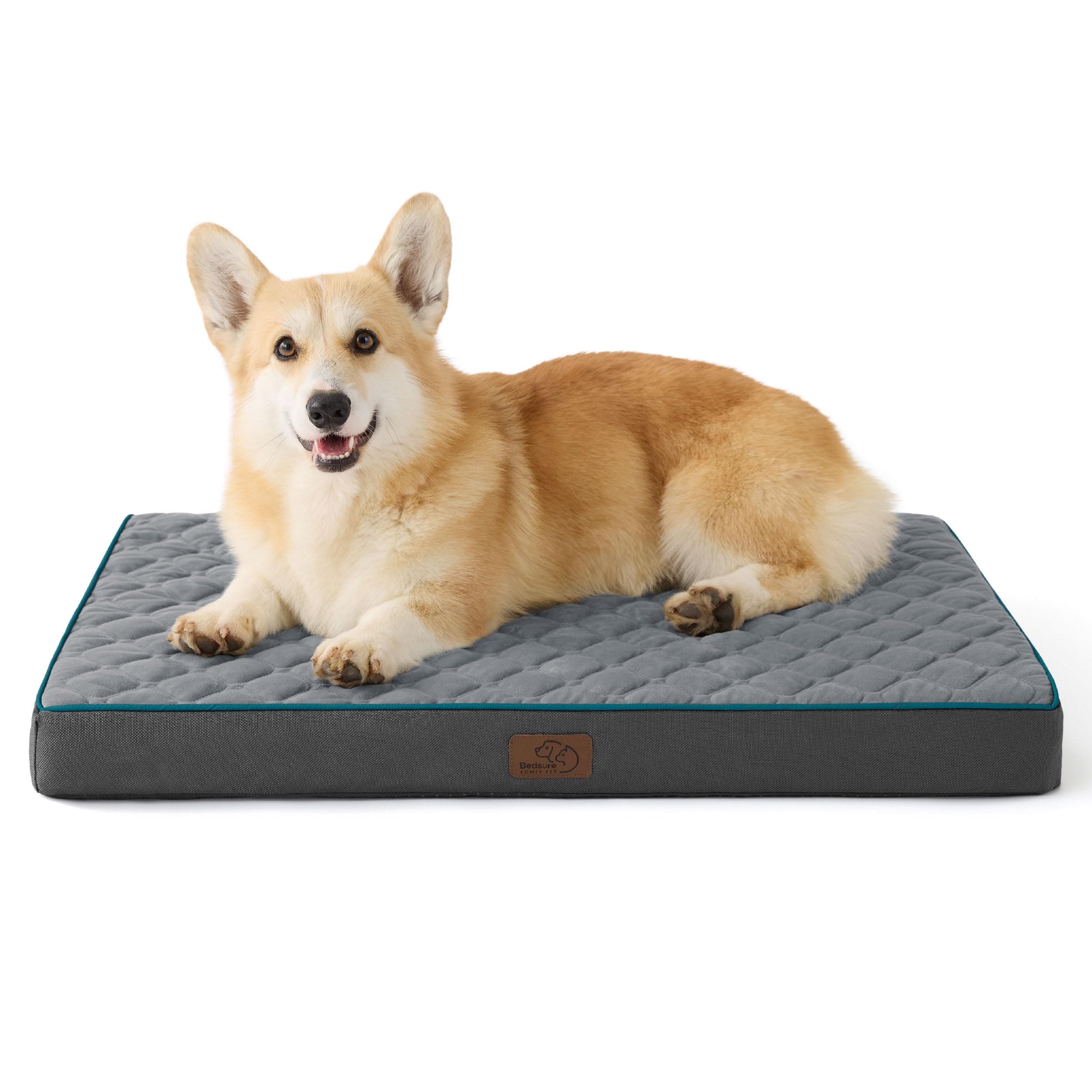 Bedsure Orthopedic Dog Bed for Medium Dogs - Flat Memory Foam Pet Mattress with Removable Washable Cover and Egg Crate Foam, Suitable for Pet Up to 35 lbs, 30x20x3 Inches, Grey