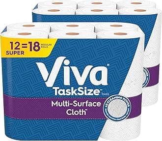Viva Multi-Surface Cloth Paper Towels, Task Size - 12 Super Rolls (2 Packs of 6) = 18 Regular Rolls (81 Sheets Per Roll)