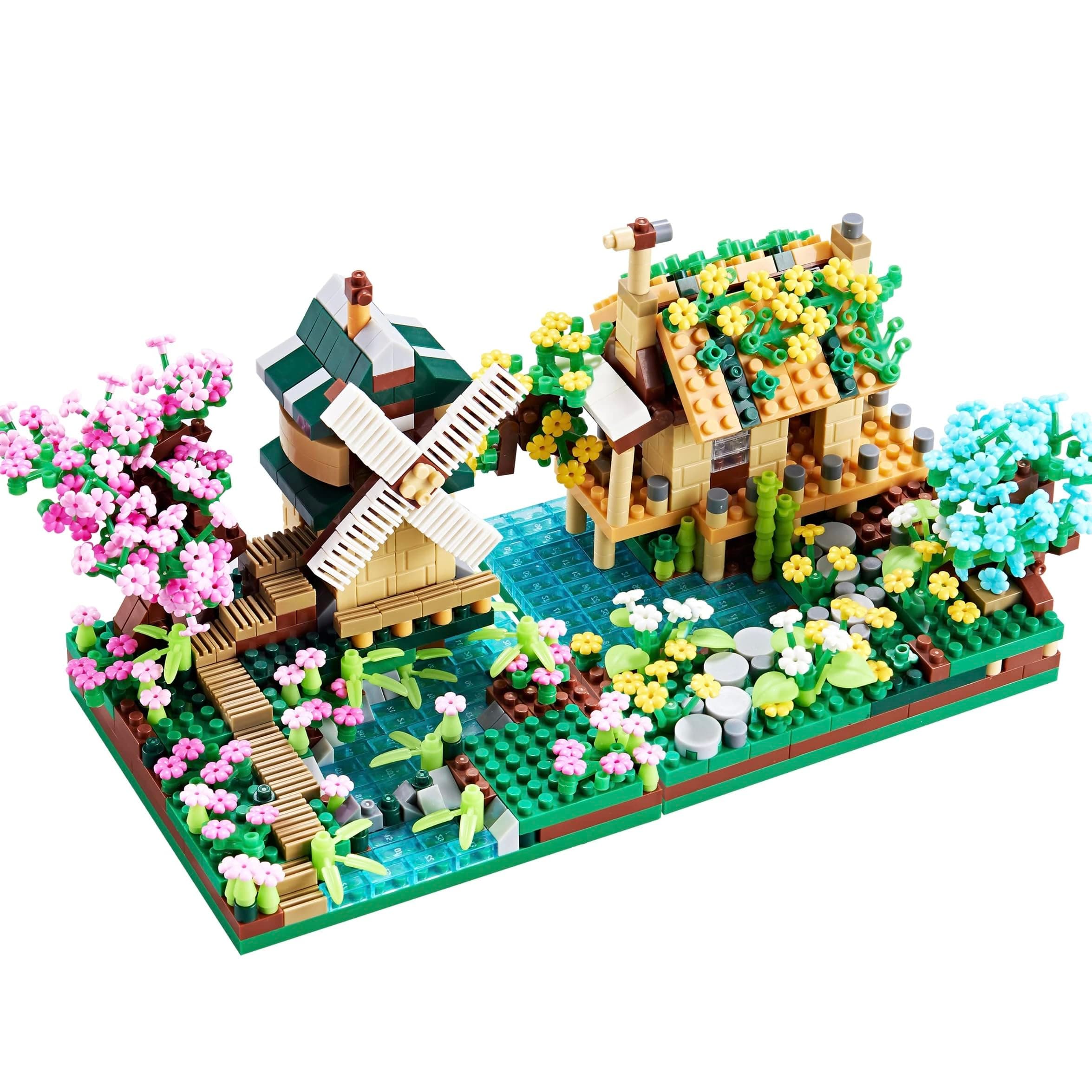 JXRLMB Botanicle Collection Sakura Tree House Micro Blocks Building Set for Adults Friendship Windmill Cherry Blossom Tree Flowers 2 Sets