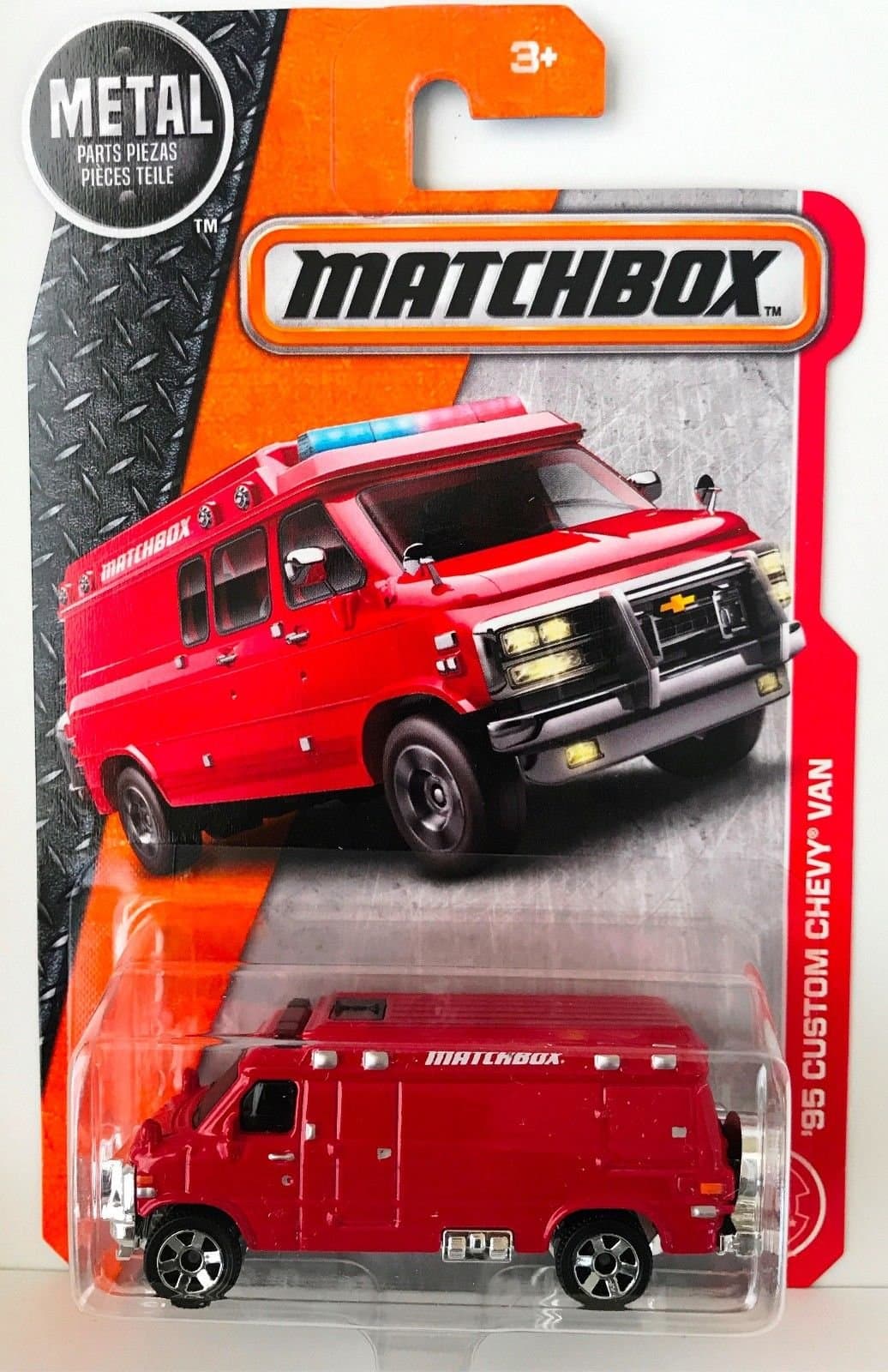 MATCHBOX '95 CUSTOM CHEVY VAN 87/125 RED 2017 MATCHBOX RARE