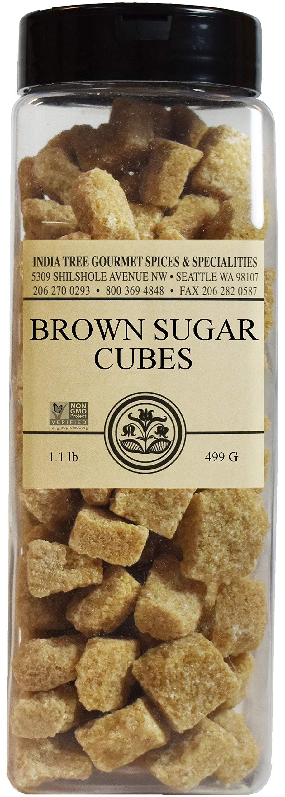 India Tree Brown Sugar Cubes from Mauritius - 1.1 lb Pantry Pak - Unrefined Demerara Cane Sugar - Non-GMO Fair Trade Natural Sweetener for Coffee, Tea, and Baking