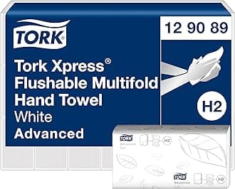 Tork Xpress Flushable Multifold Hand Towels 129089 - H2 Advanced Folded Paper Towels for Dispenser - Absorbent, Tear Resistant, 2-Ply, White - 21 x 200 Sheets