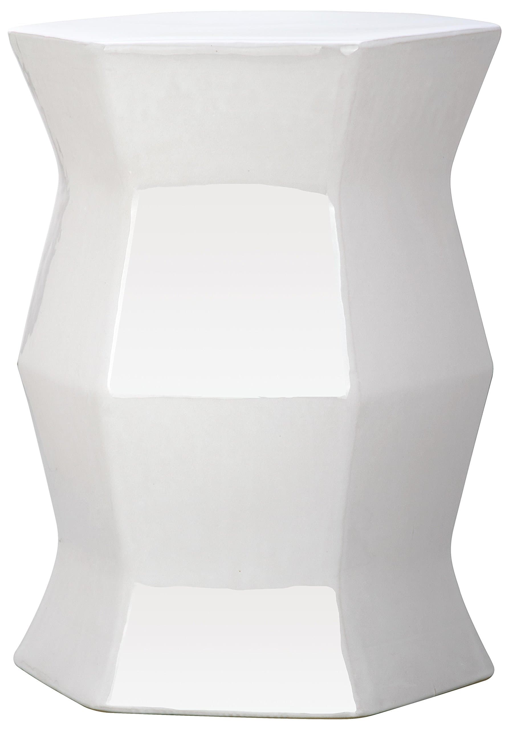 Modern Hexagon Ceramic Decorative Garden Stool, White