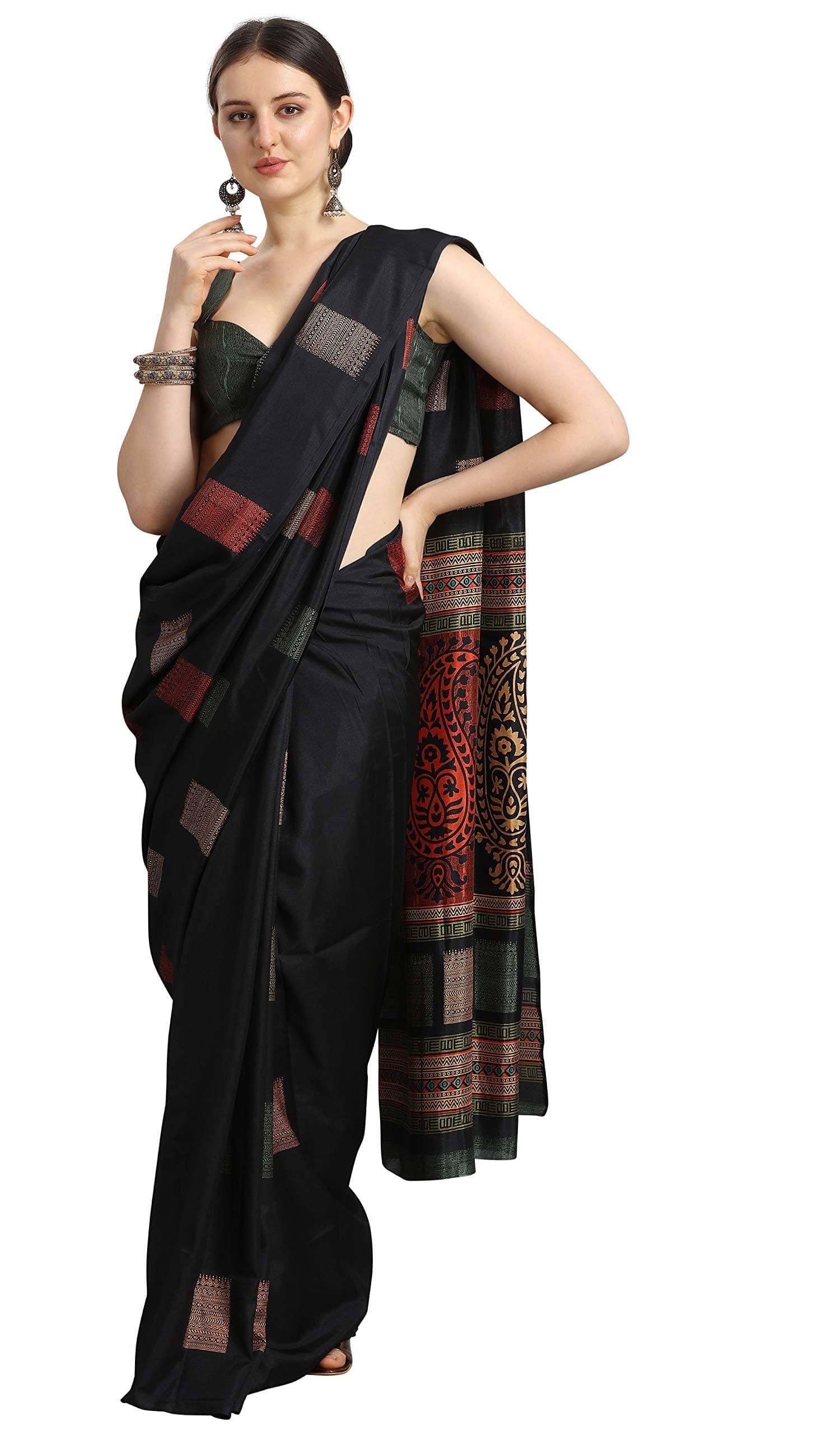 EthnicJunction Women's Silk Saree With Blouse Piece