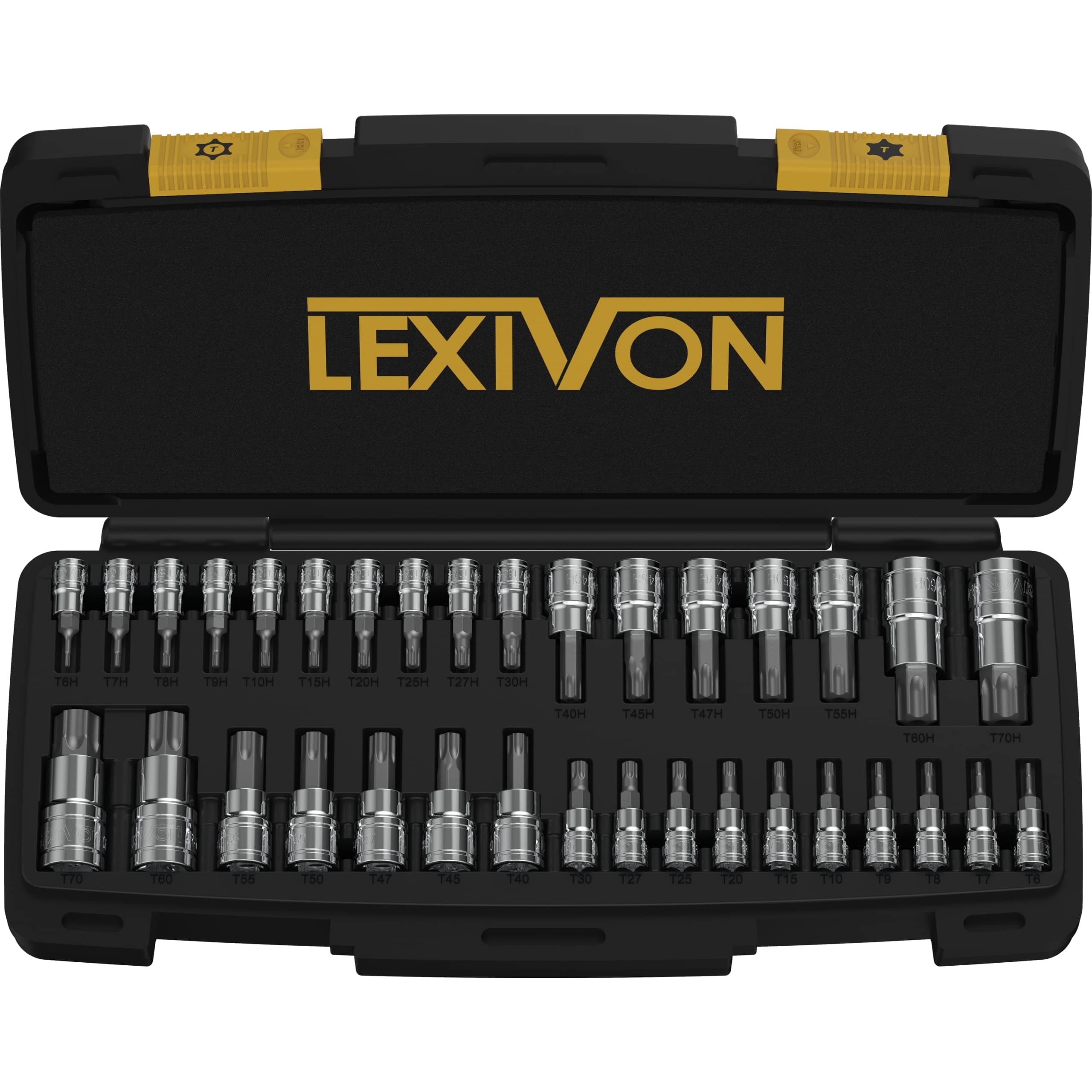 Master TORX Bit Socket Set, Premium S2 Alloy Steel | Complete 34-Piece, Solid Star & Tamper Proof T6 ~ T70 | Enhanced Storage Case (LX-149)