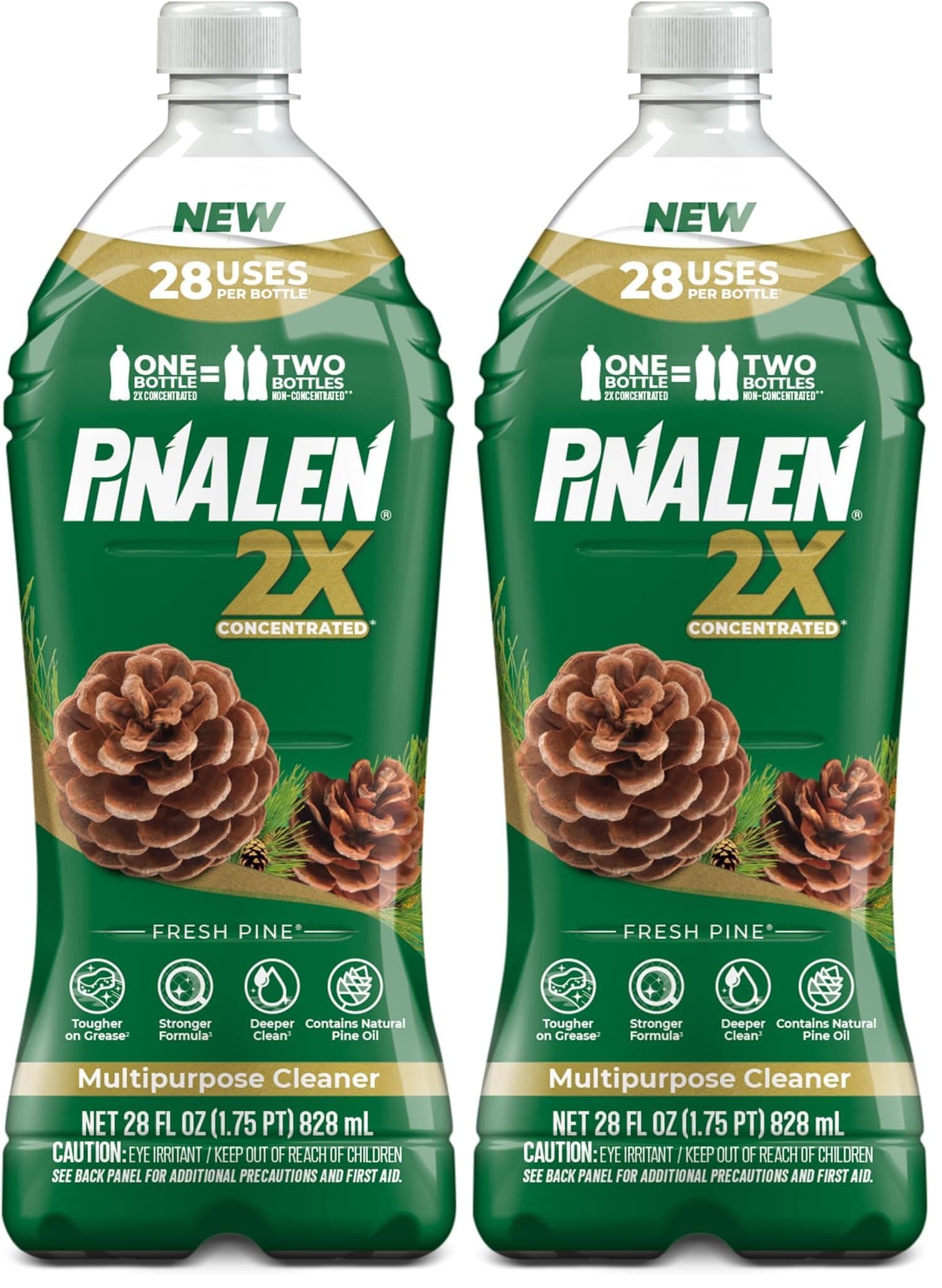 2X Concentrated Multipurpose Cleaner - Fresh Pine Scent - 28 fl oz - All Purpose Cleaner for Kitchen, Bathroom, Laundry, Floors & Outdoors (Pack of 2)