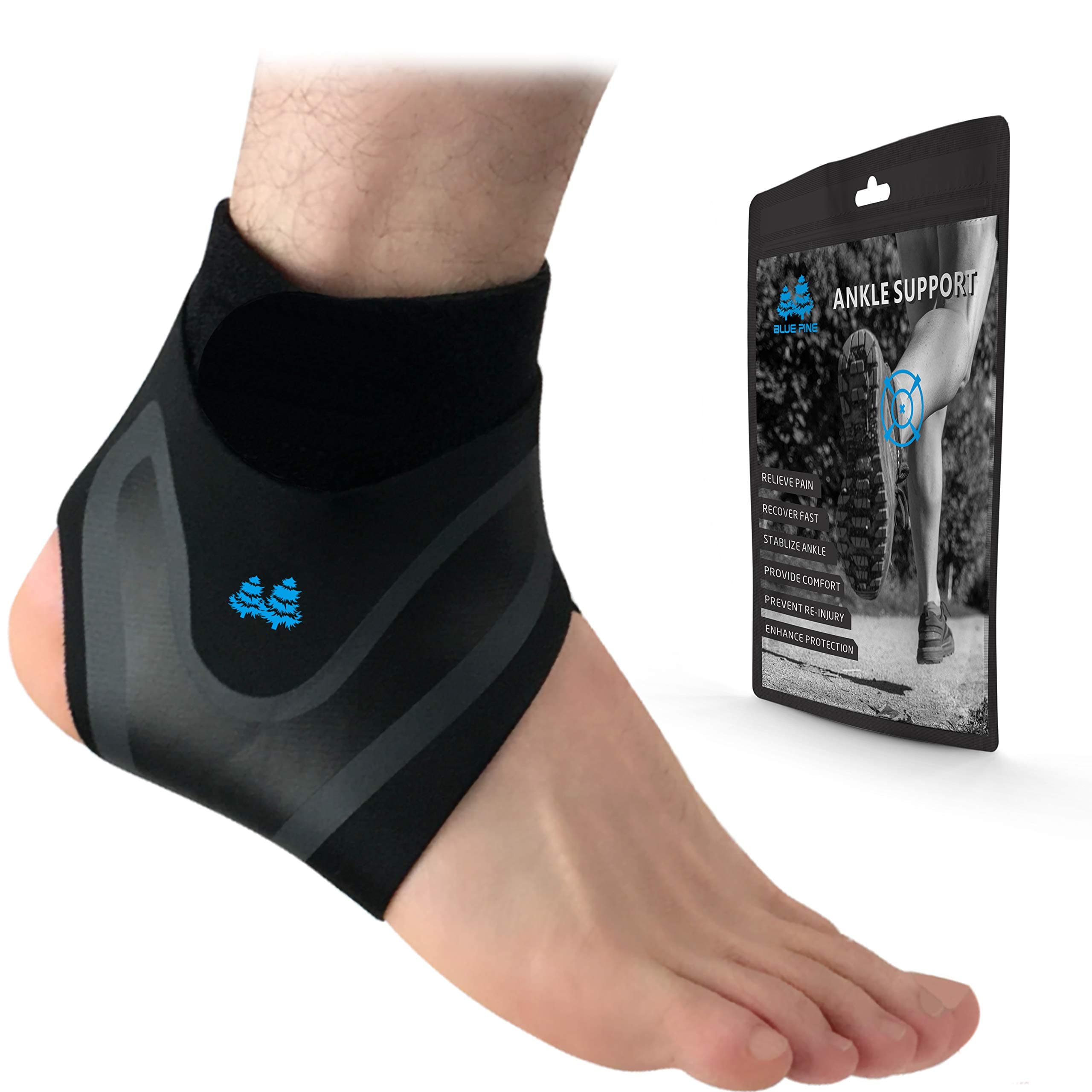 BLUE PINE Ankle Support Adjustable Lightweight Ankle Brace Breathable Material Ankle Sleeve for Men and Women, Single Unit (Right, Small)