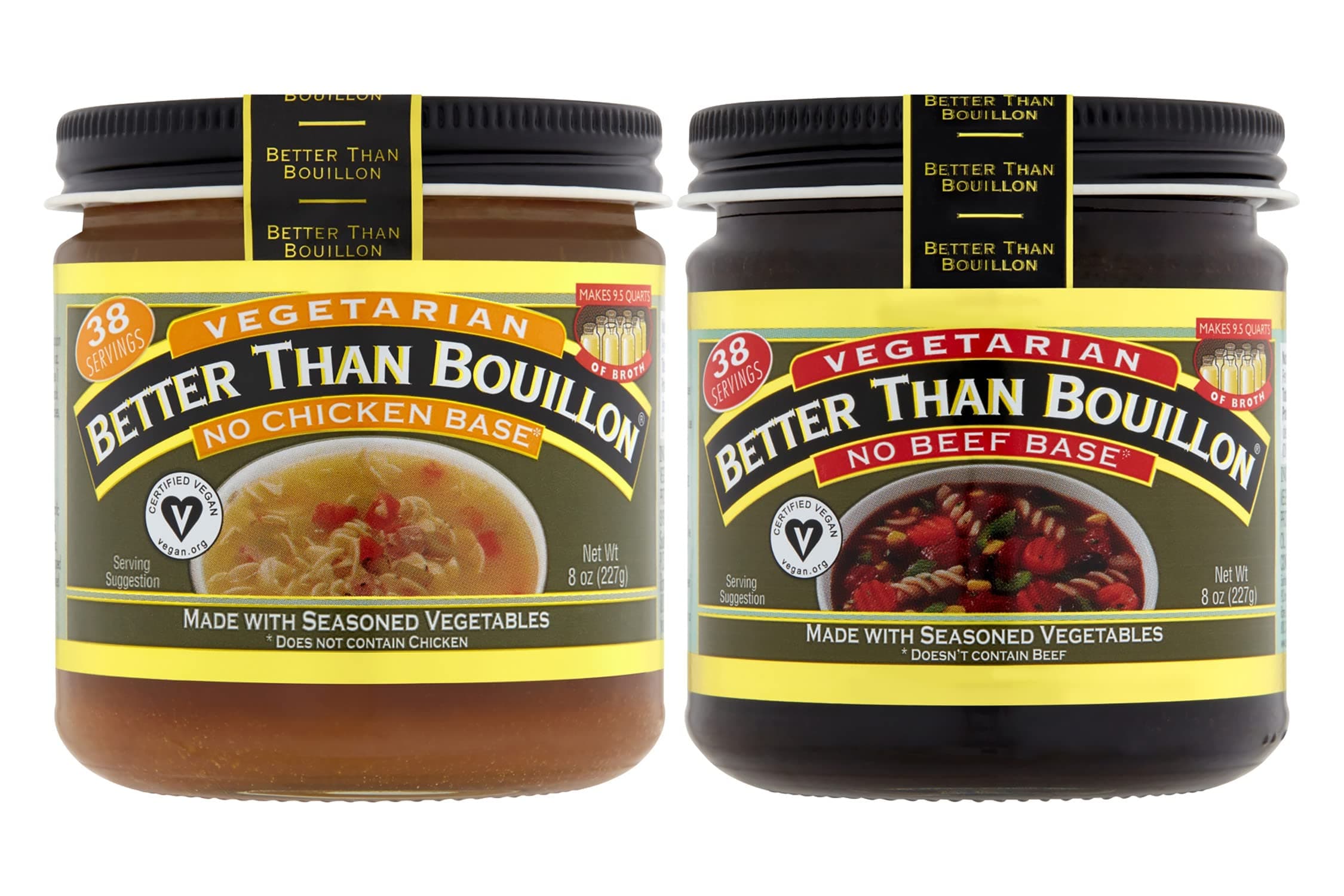 Better Than Bouillon Vegetarian Base Variety Pack, 1 Jar of No Chicken Base & 1 Jar of No Beef Base, 8 Ounce Jars (2 CT)
