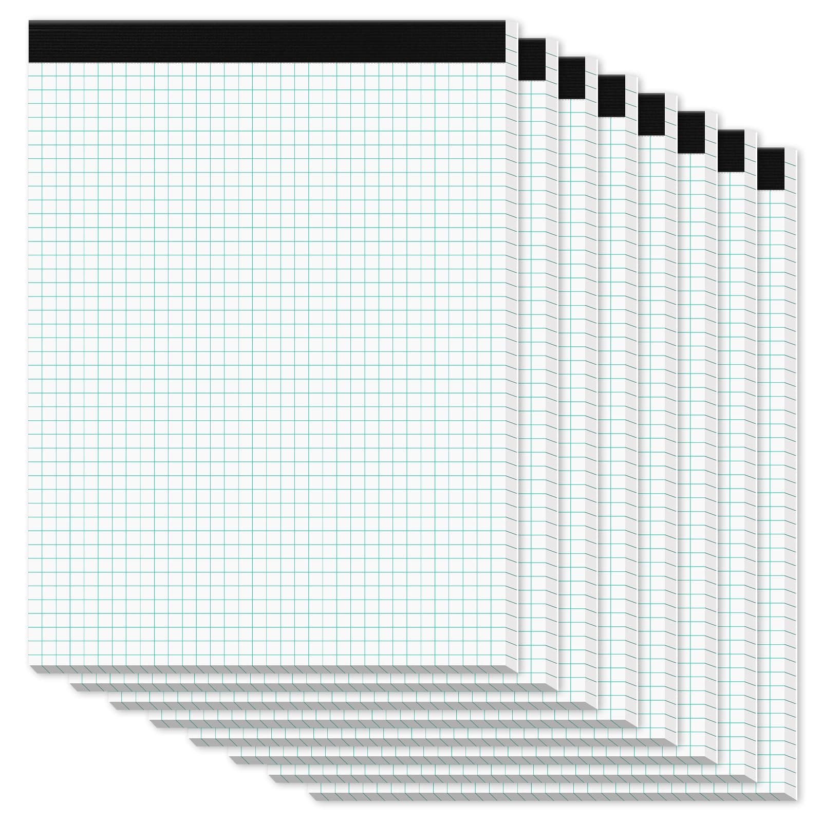 Graph Paper Pads 8.5 x 11, 8 Pack, 4x4 Quad Grid Paper Pad 8-1/2" x 11", White Quadrille Pad, Easy Tears Off Design, Grid Notebook 8-1/2 x 11, White 70 GSM Graft Paper, 30 Sheets/Pad