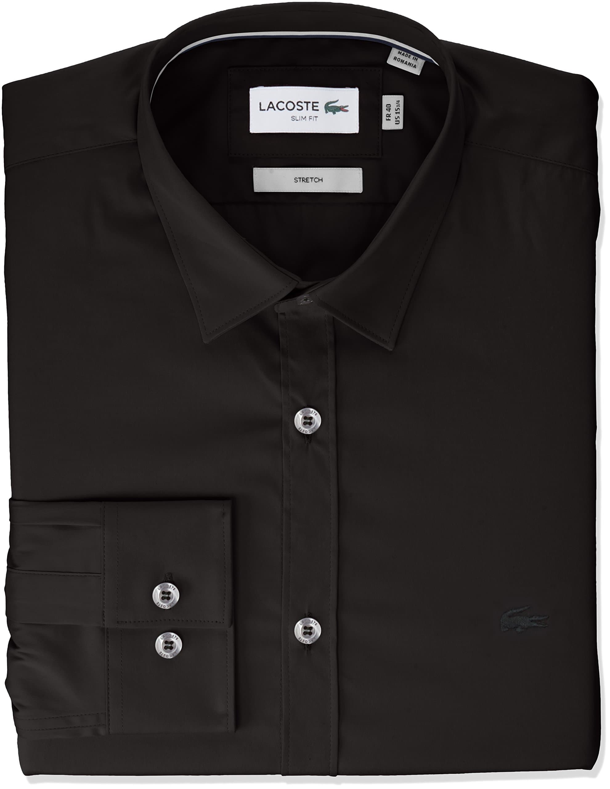 Lacoste Long Sleeve Solid Stretch Poplin Slim Woven Shirt, Ch9628