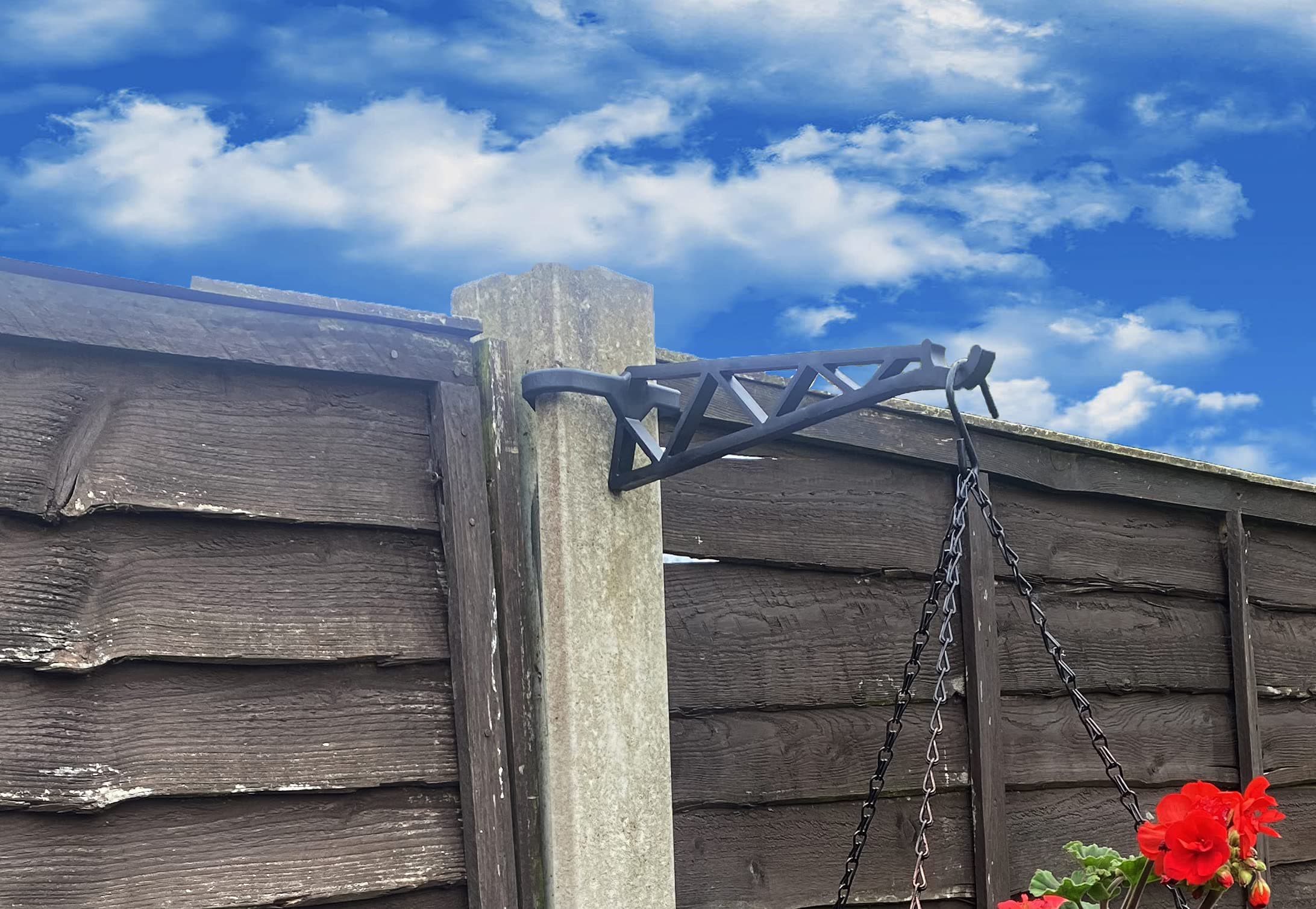 HowseHold Hanging Basket Brackets for Concrete Posts 4 Pack supports Easy Fill baskets