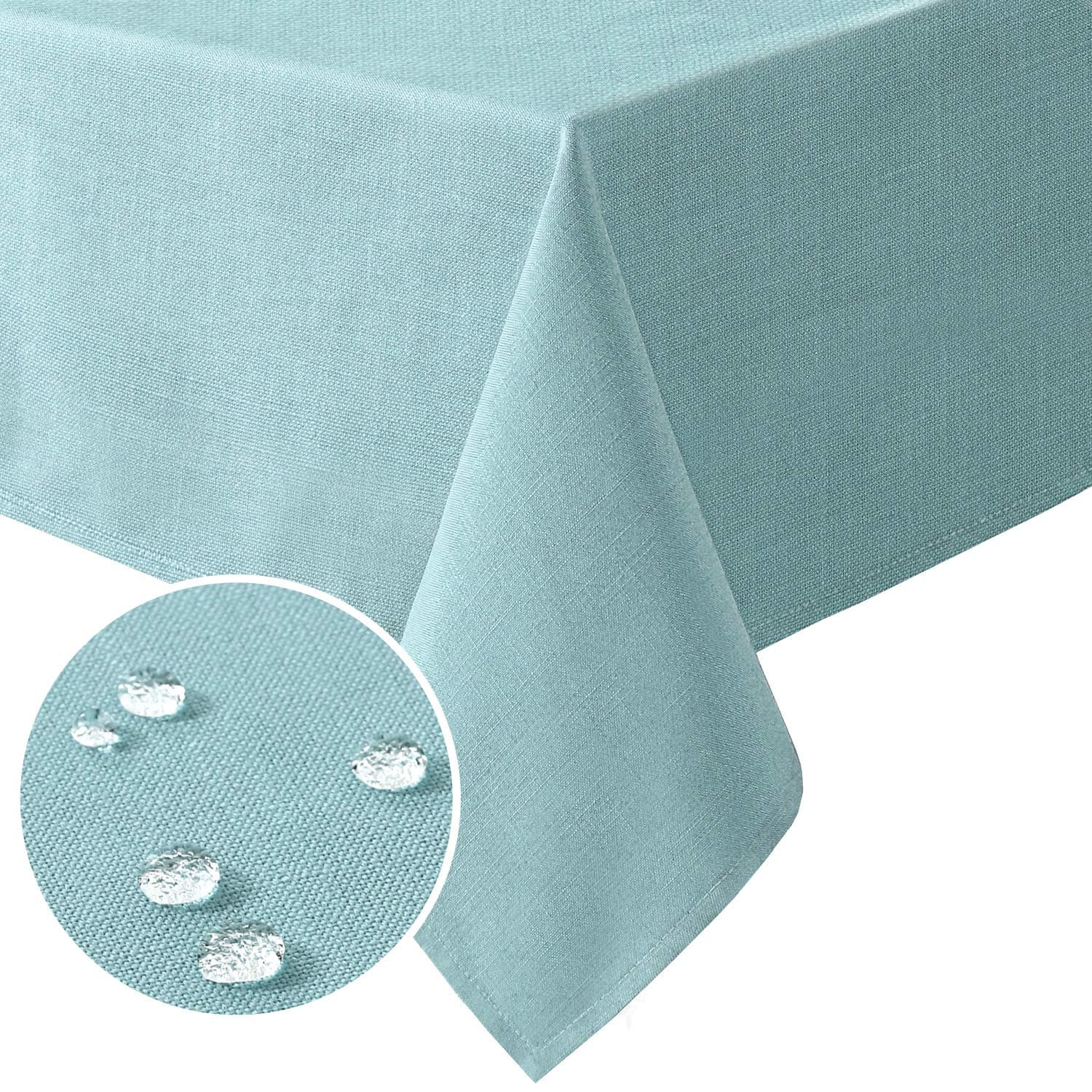 H.VERSAILTEX Linen Textured Table Cloths Rectangle 60 x 120 Inch Premium Solid Tablecloth Spill-Proof Waterproof Table Cover for Dining Buffet Feature Extra Soft and Thick Fabric Wrinkle Free, Aqua