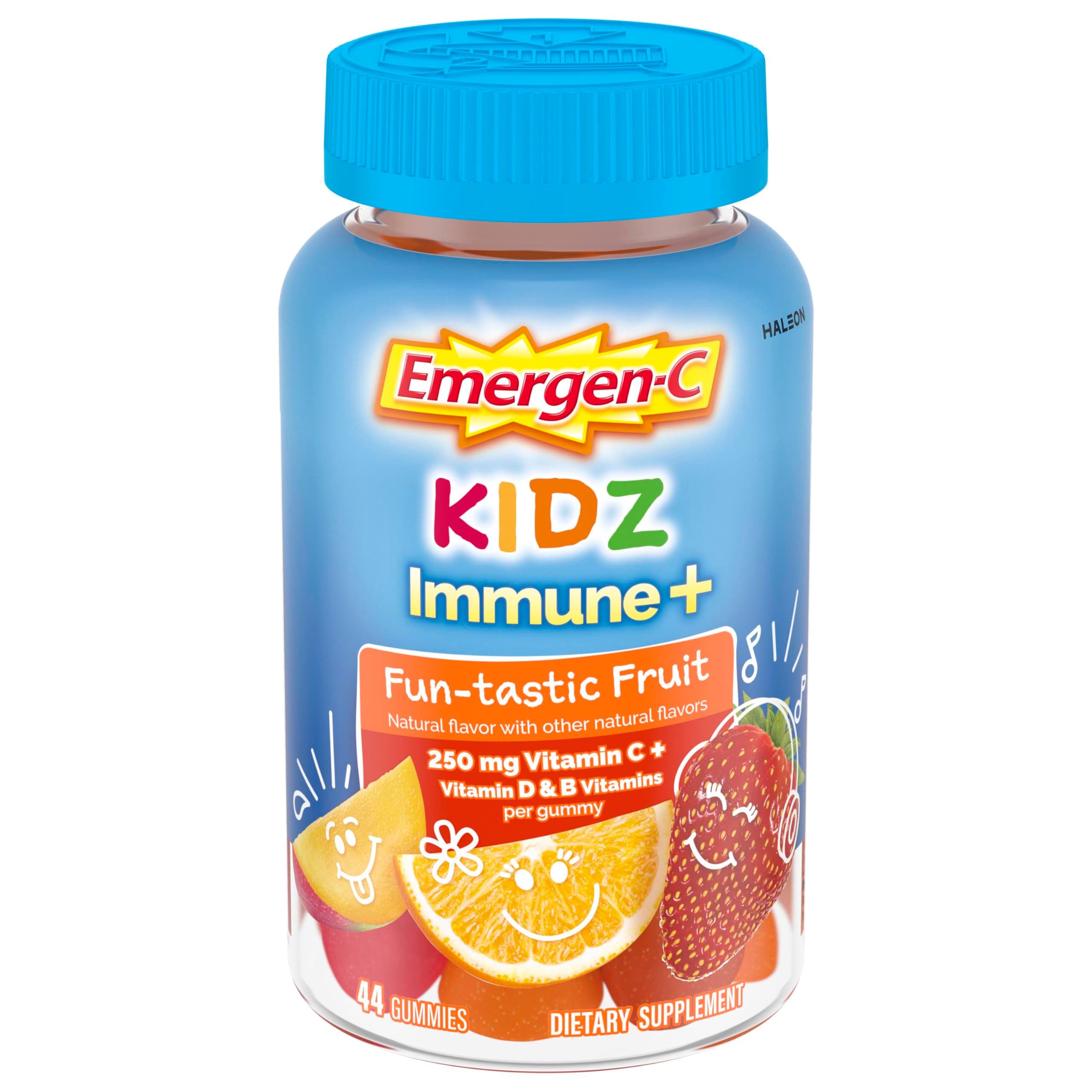 Kidz Vitamin C Immune Support Gummies Fun-Tastic Fruit 44CT includes Zinc, Manganese, B Vitamins and Vitamin D for Back to School Essentials