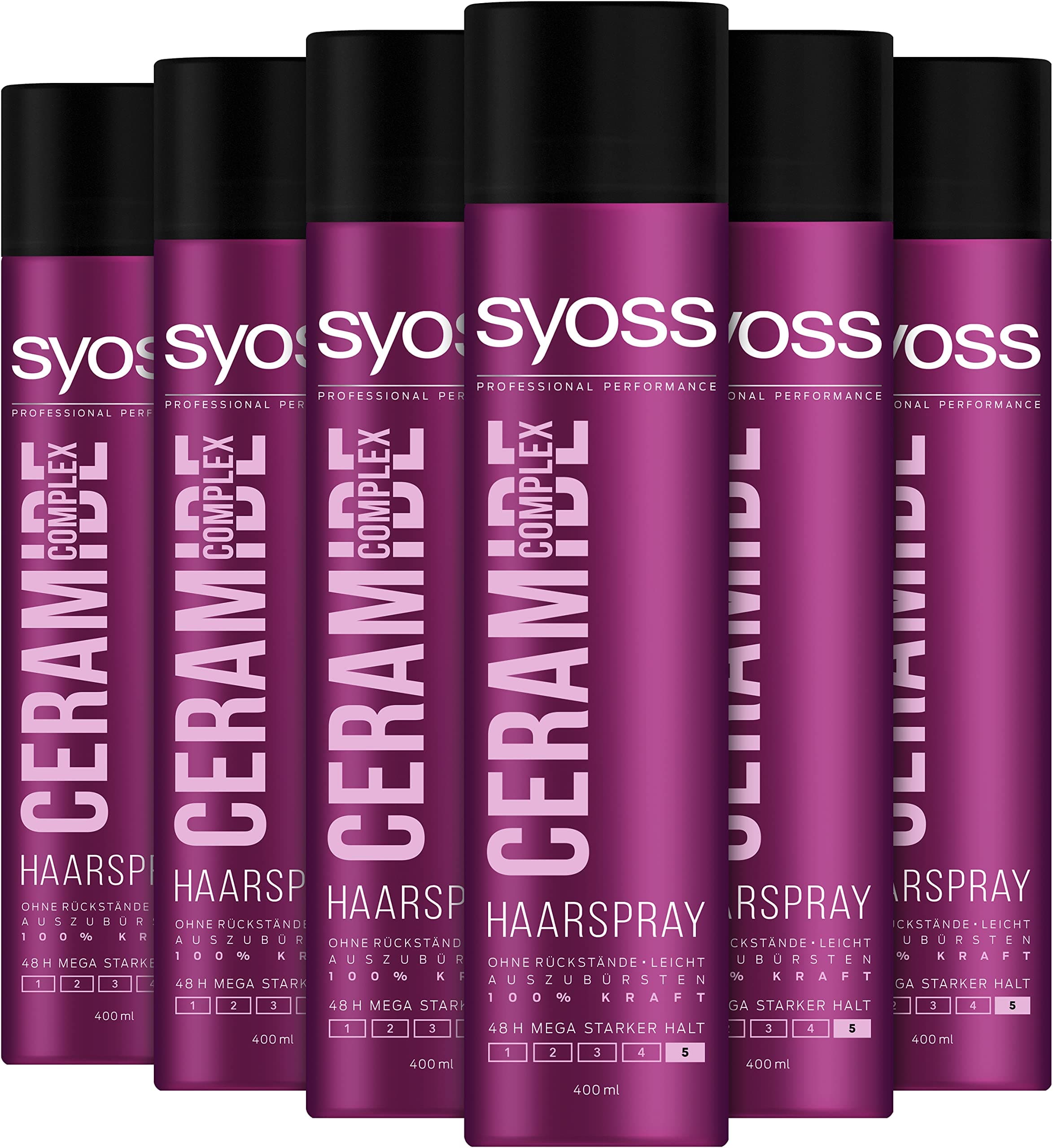 Ceramide Complex Hair Spray Hold Level 5 Mega Strong Pack of 6 x 400 ml
