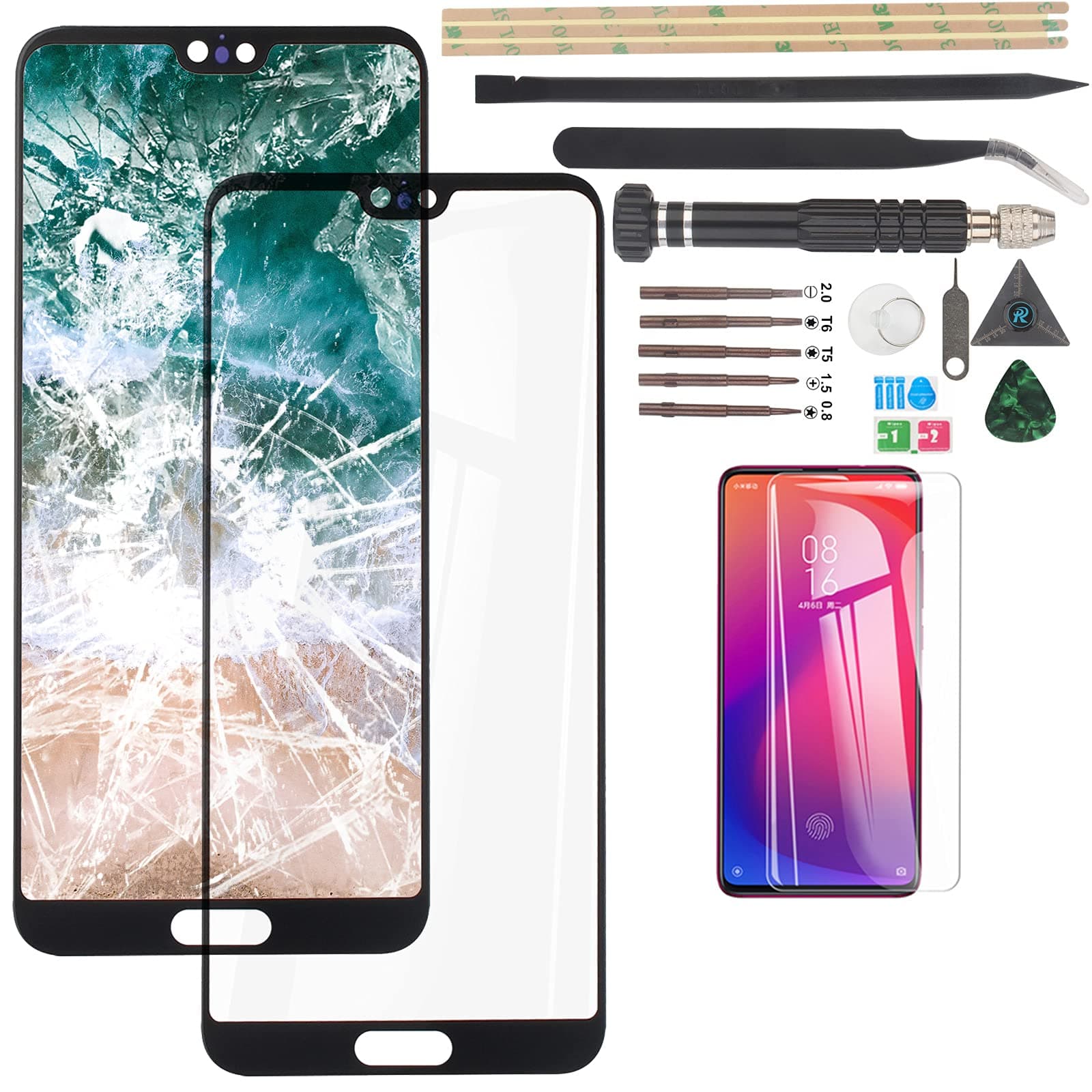 Front Glass for Huawei P20 Pro Touch Screen Outer Lens Panel for Huawei P20 Pro CLT-L09 L29 Front Display Replacement with Tools(No LCD and Touch Digitizer)