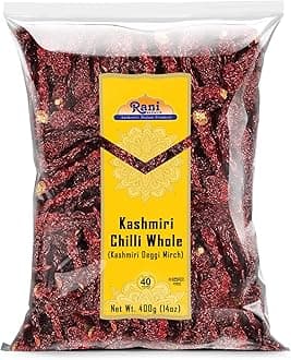 Rani Kashmiri Chilli Whole (Deggi Mirch, Low Heat) 14oz (400g) ~ Natural | Salt-Free | Vegan | No Colors | Gluten Friendly | NON-GMO | Kosher | Indian Origin