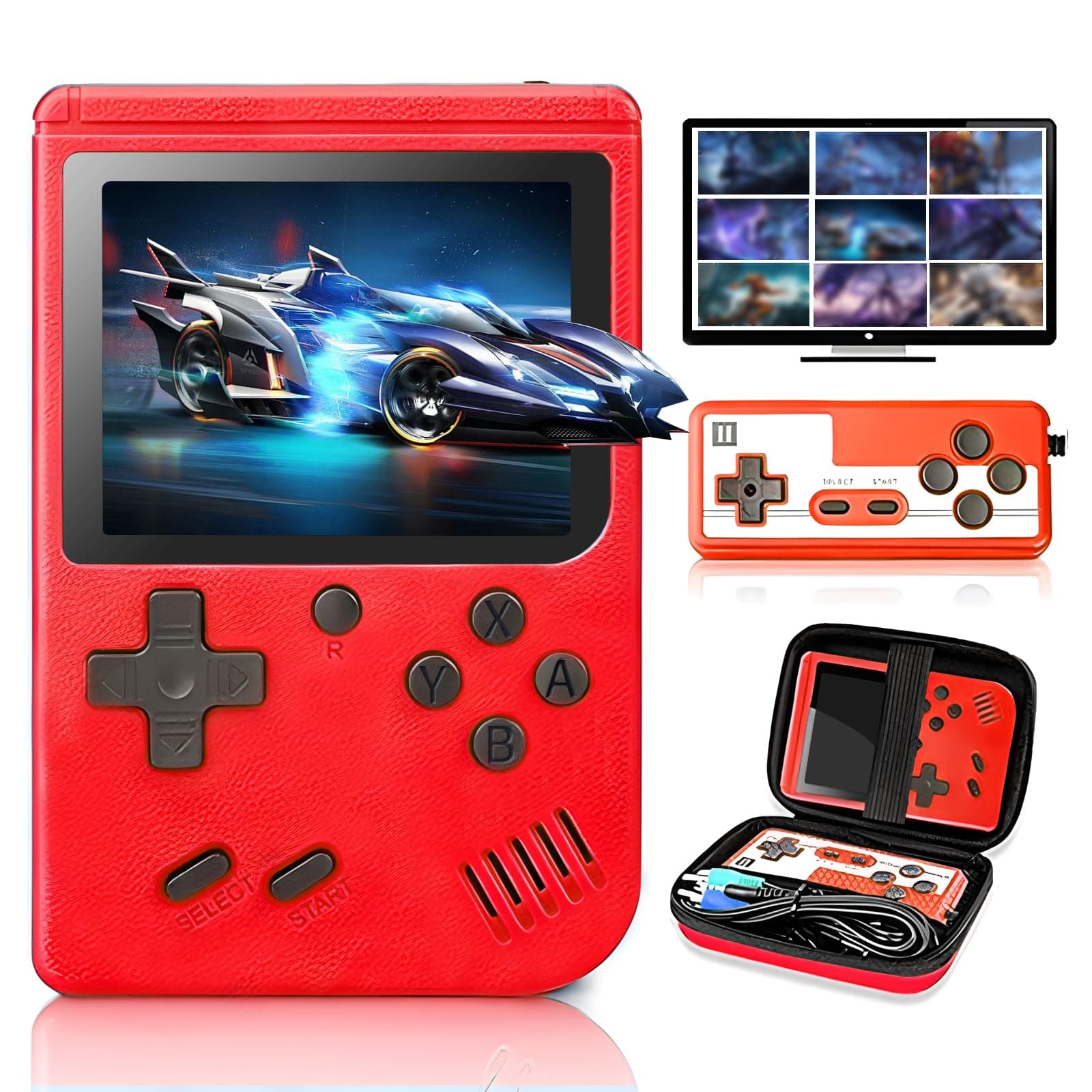 Handheld Game Console, Retro Game Console with 400 Classic FC Games 3.0 Inch Screen 1200mAh Rechargeable Battery Portable Game Console Support TV Connection & 2 Players for Kids Adults