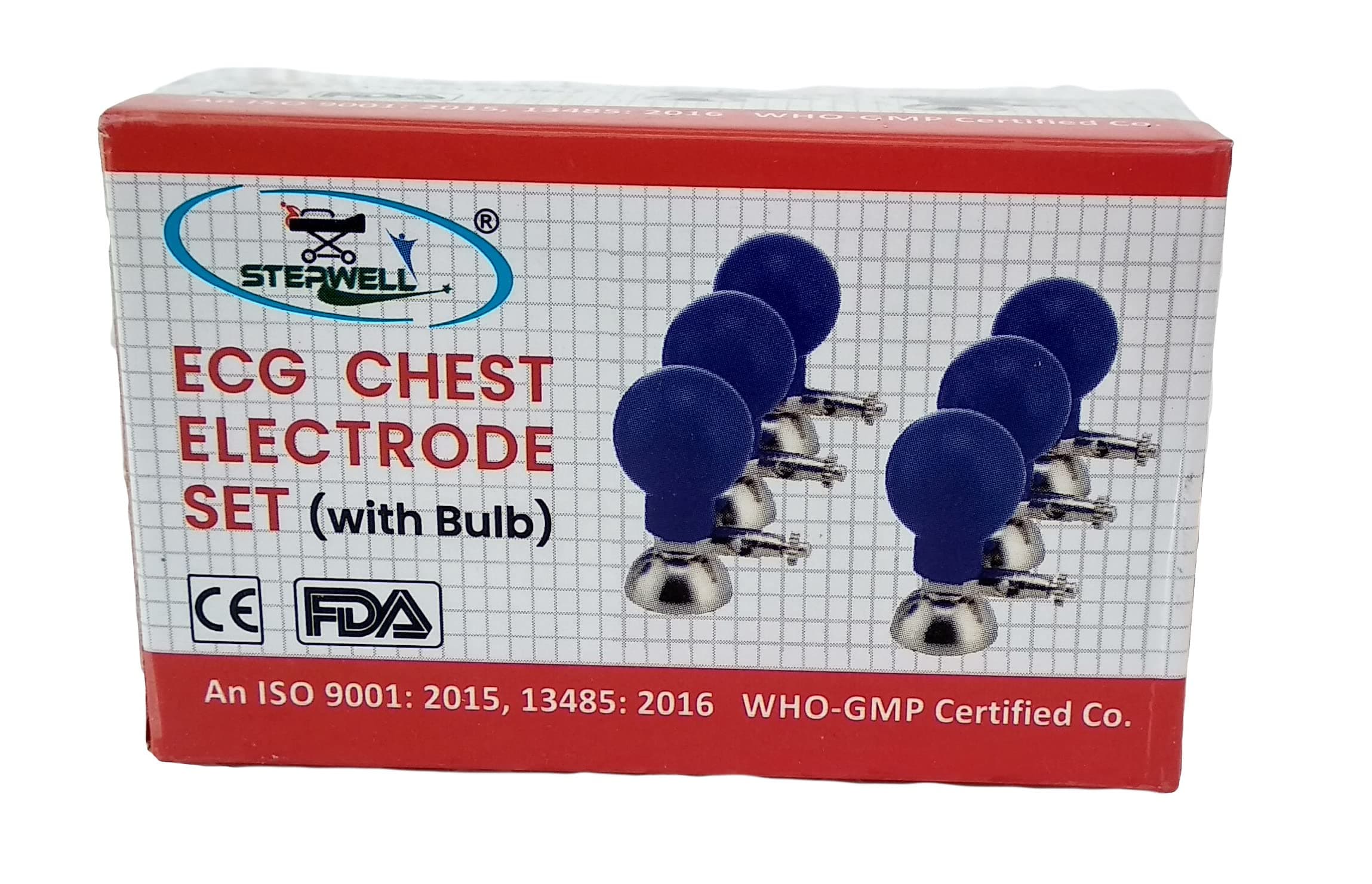 STEPWELL ECG 胸電極セット 電球付き (6個セット) 大人用サイズ